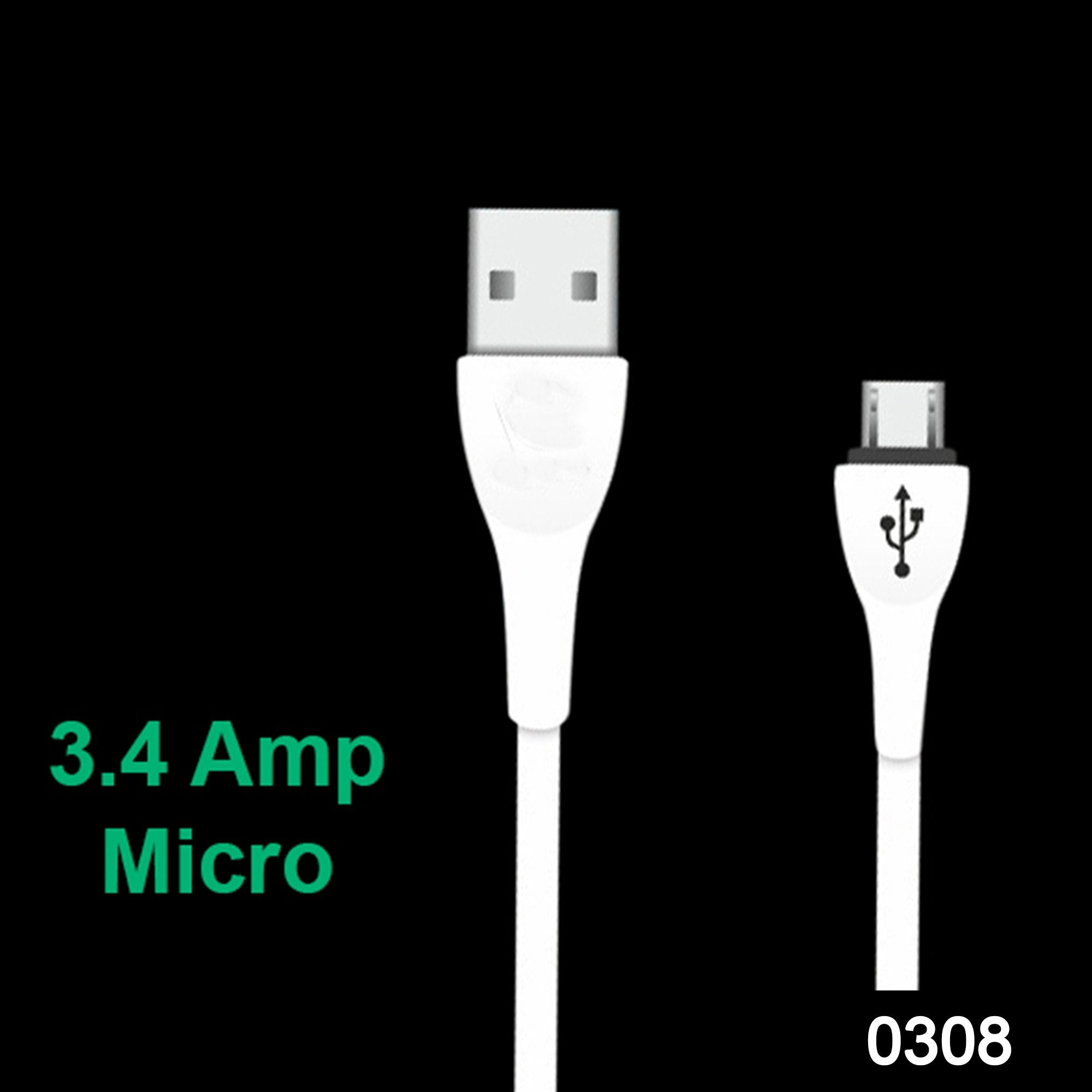 0308 Premium Super Fast Charging 3.4 Amp Micro USB Data and Charging Cable - SkyShopy