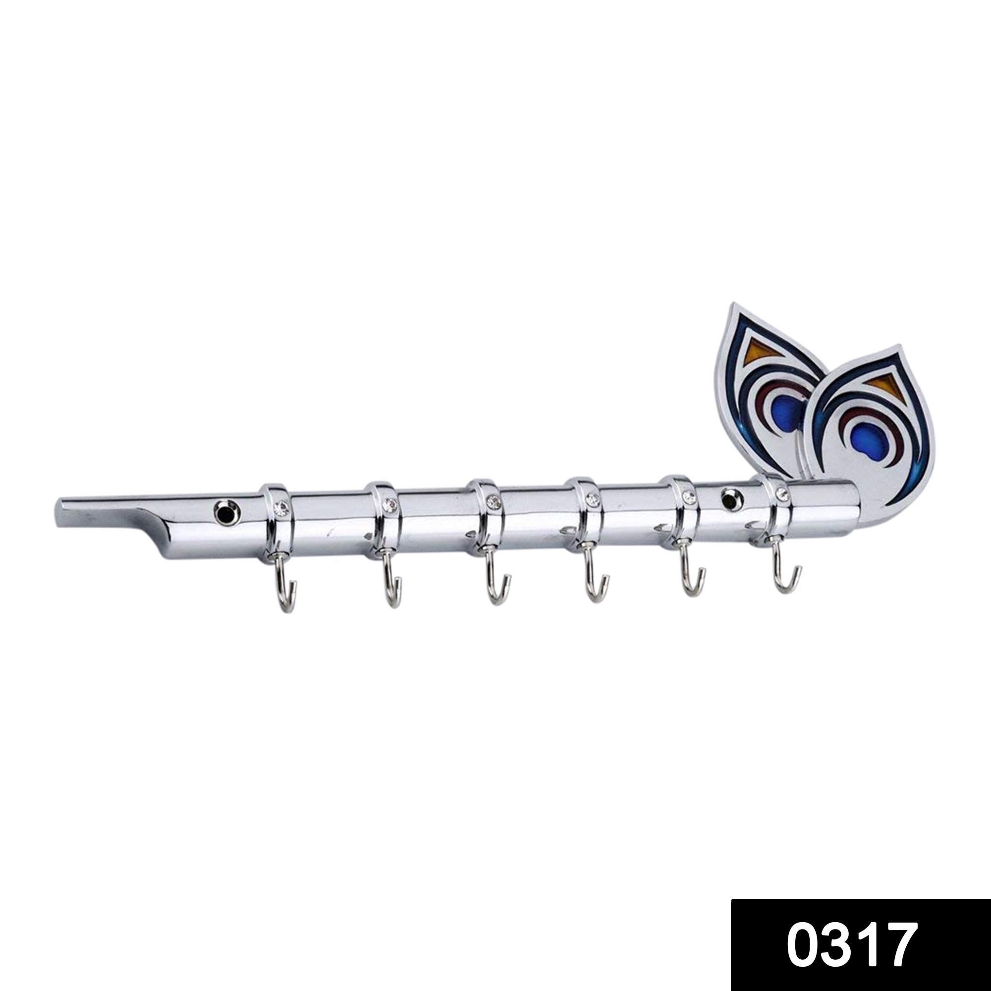 0317 Flute Shape Stainless Steel Key Holder Stand ( Chrome Antique Finish, 9