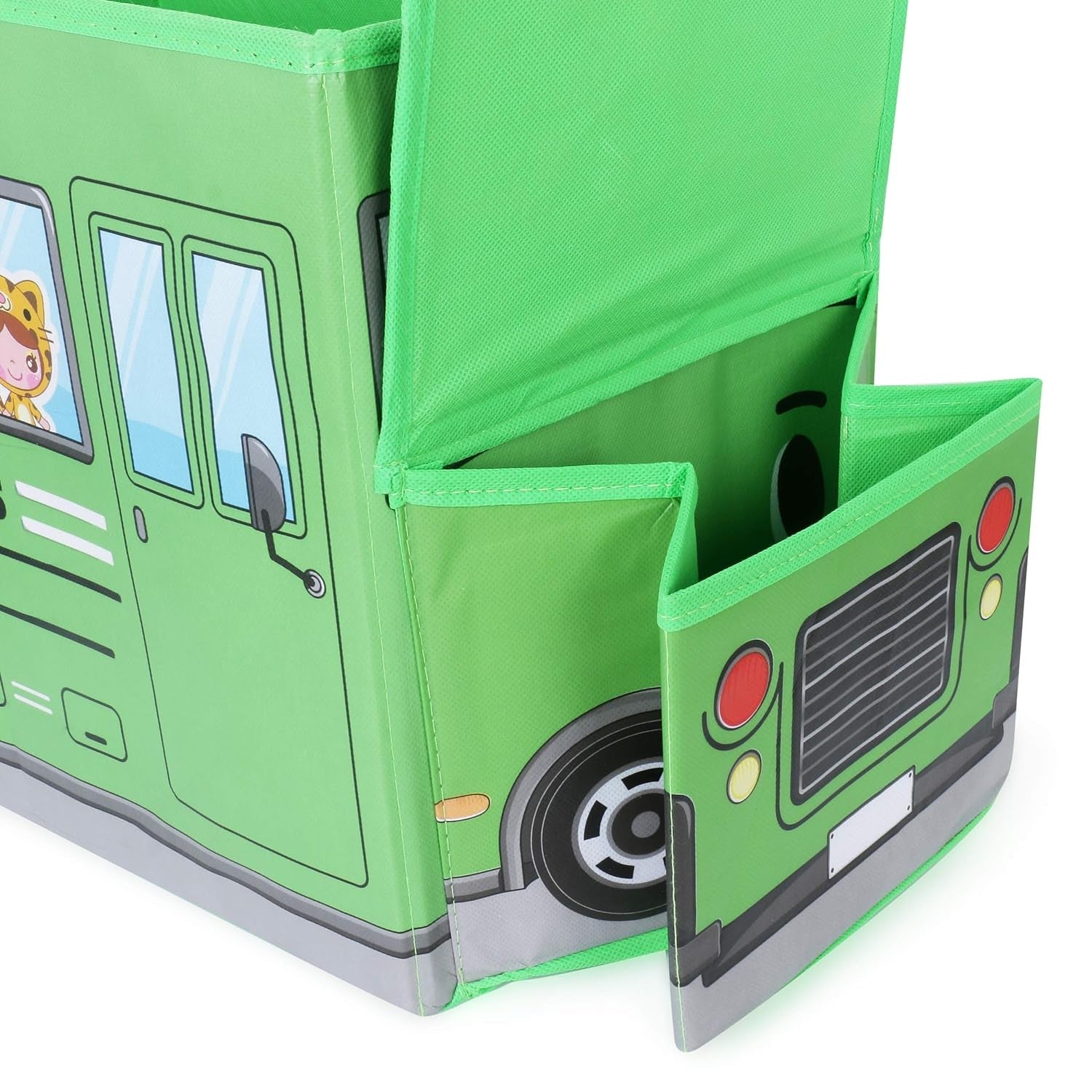 4300 Foldable Bus Shape Toy Box Storage with Lid for Storage of Toys B ...