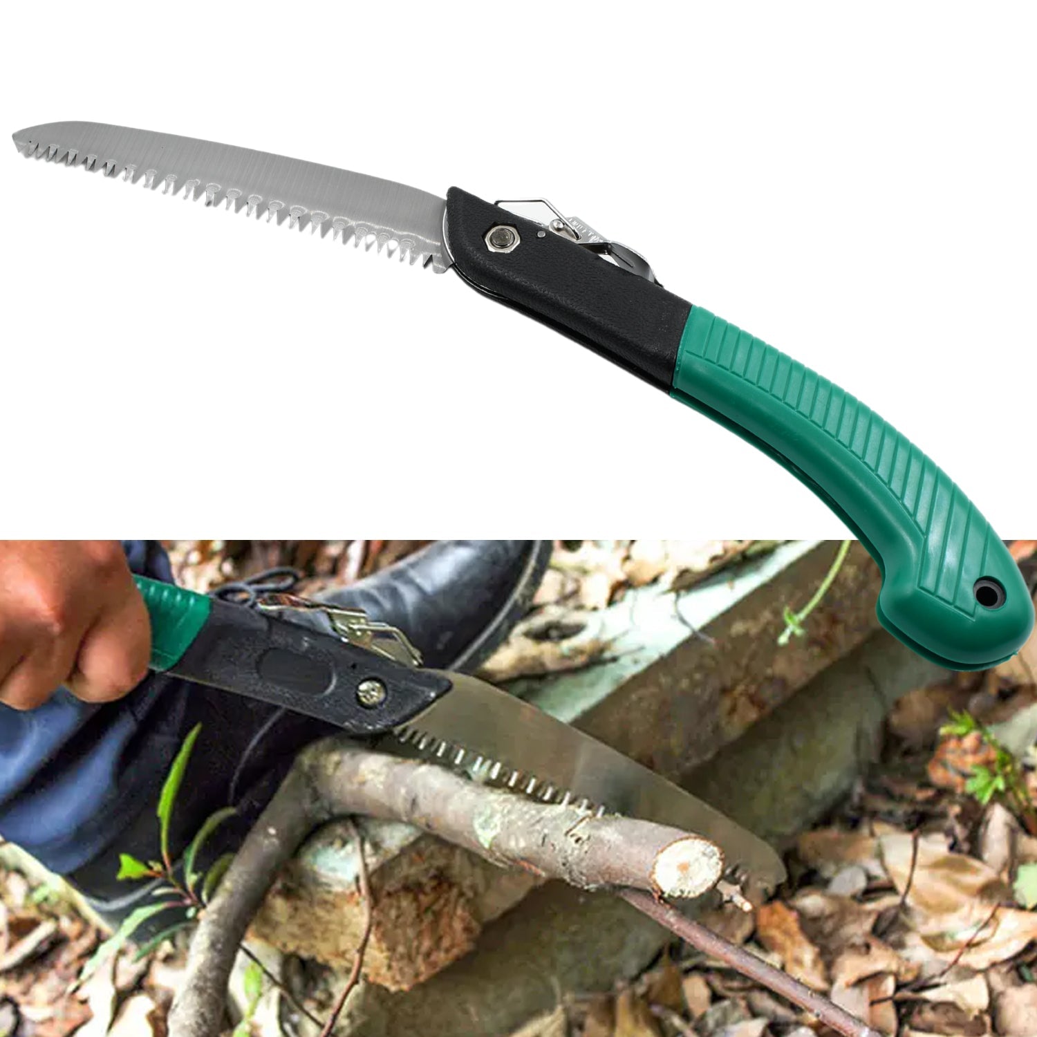 1729A Folding Handsaw, Pruning Saws for Tree Trimming Camping, Gardening, Hunting. Cutting Wood, PVC, Bone