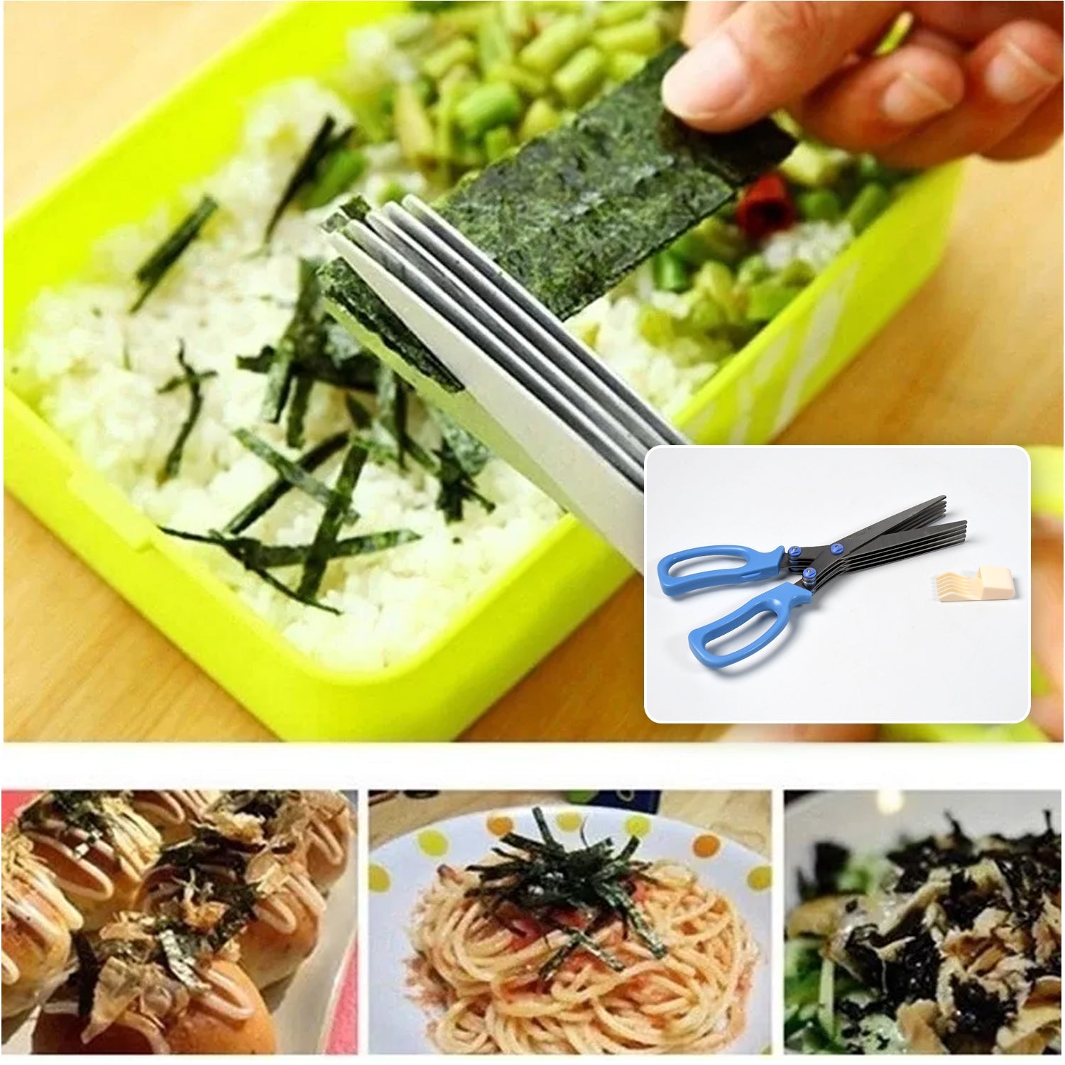 1563A MULTIFUNCTION VEGETABLE STAINLESS STEEL HERBS SCISSOR WITH 5 BLADES DeoDap