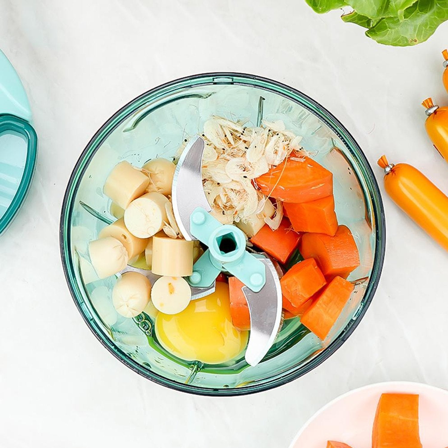0065A Manual Stainless Steel Compact Extra Sharp Vegetable Chopper with 5 Blades (750 ml)
