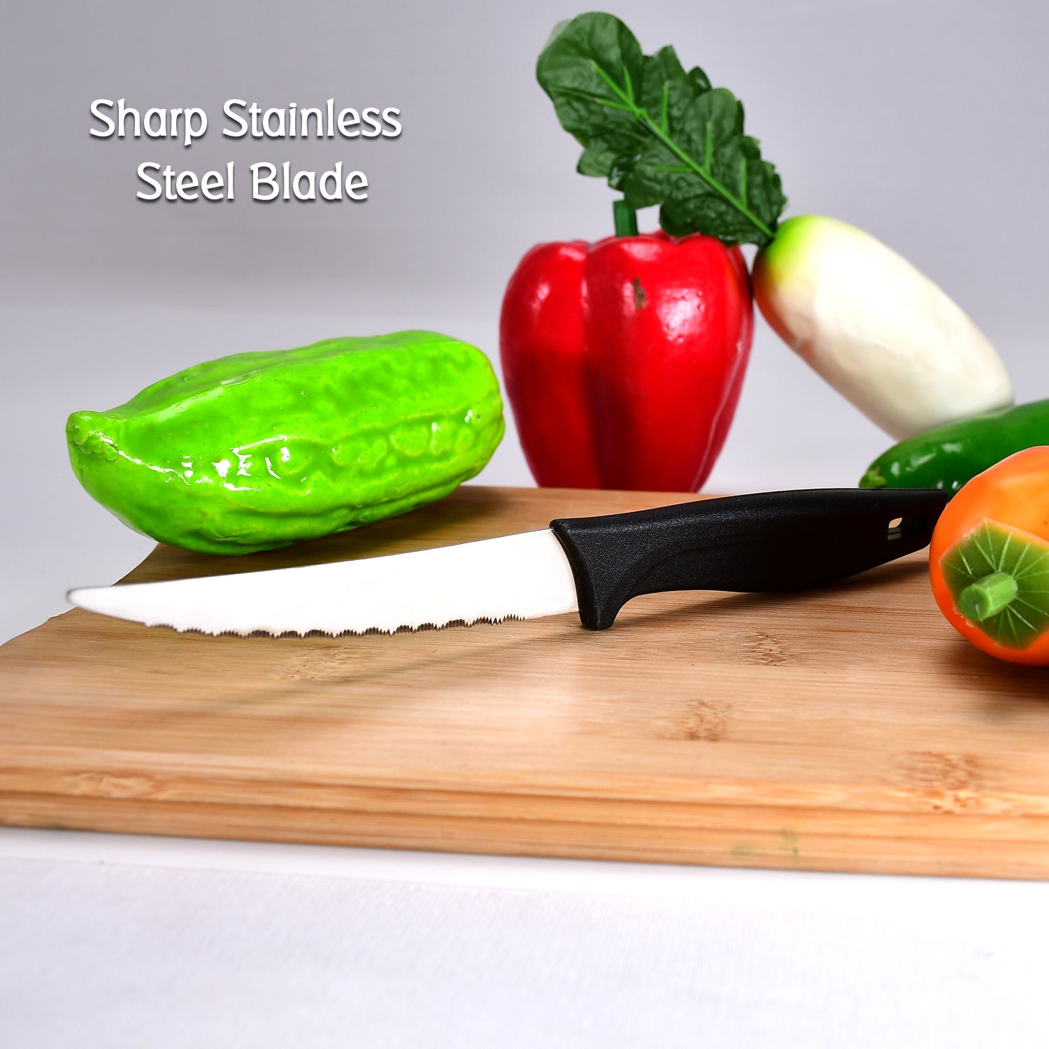 2373 Stainless Steel knife and Kitchen Knife with Black Grip Handle. DeoDap
