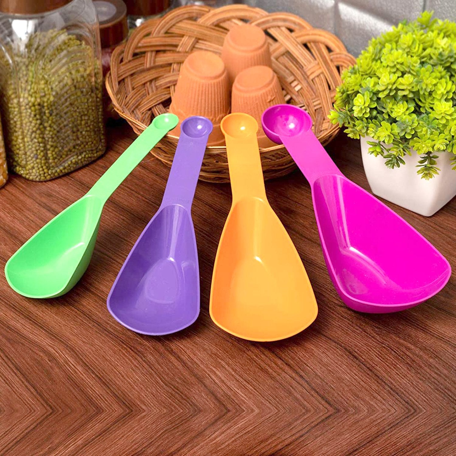 2420 Plastic Double Side Measuring Cups and Spoons for Kitchen (Pack of 4) - SkyShopy