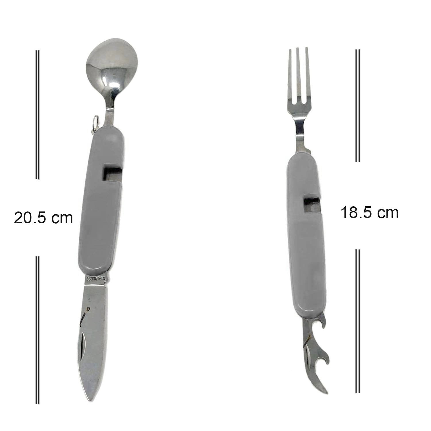 1779 4-in-1 Stainless Steel Travel/Camping Folding Multi Swiss Cutlery Set