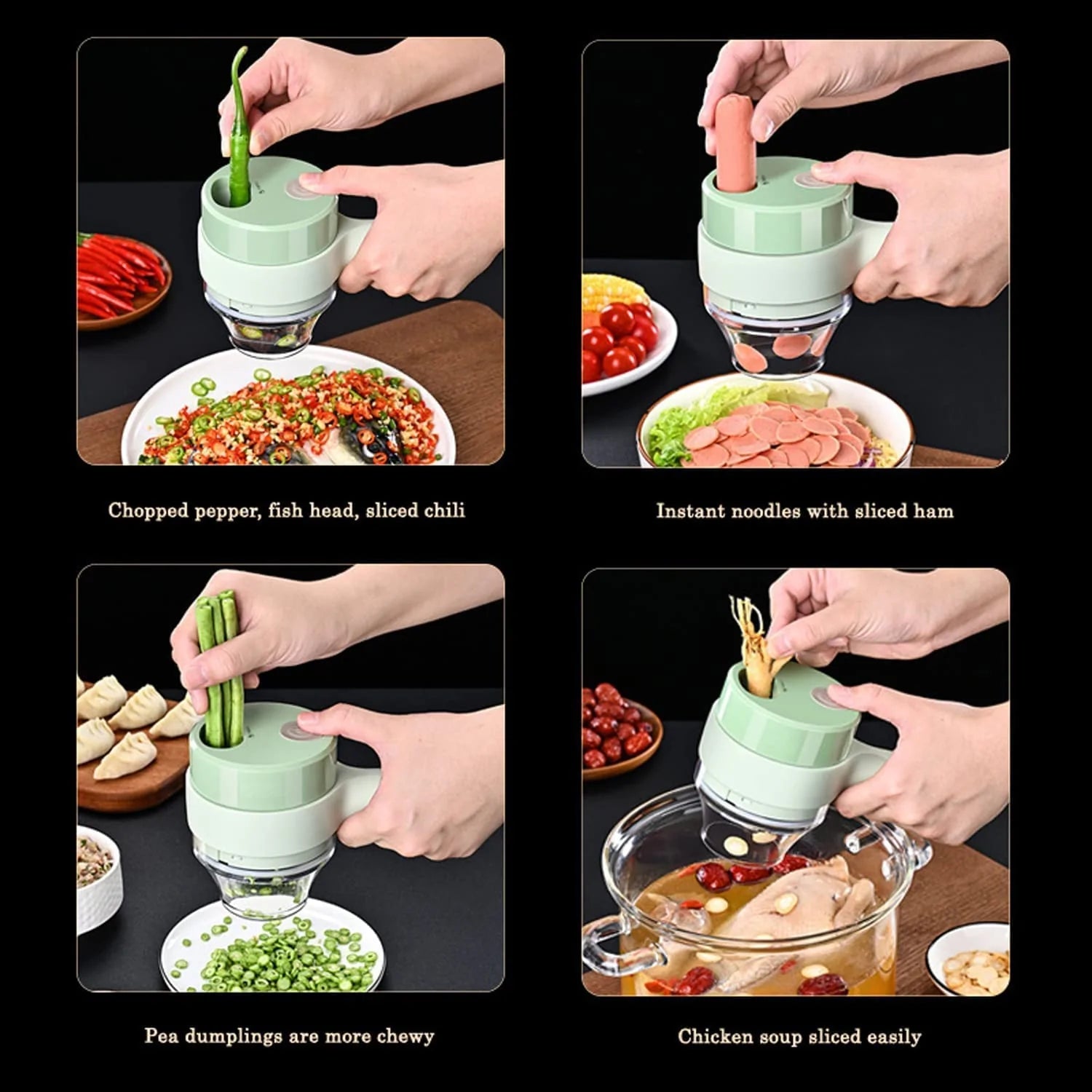 0142A  4 IN 1 ELECTRIC HANDHELD COOKING HAMMER VEGETABLE CUTTER SET ELECTRIC FOOD CHOPPER MULTIFUNCTION VEGETABLE FRUIT SLICER 