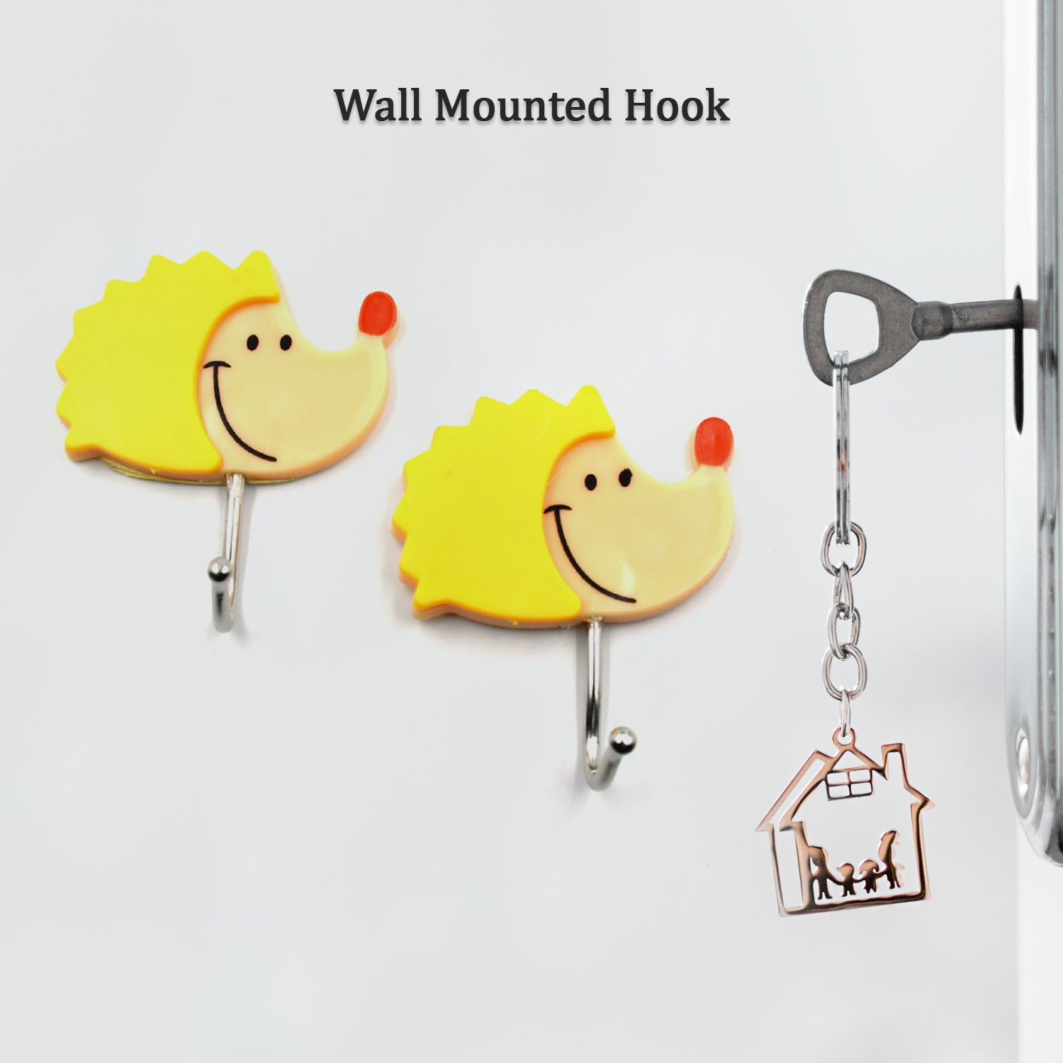 4583 Self Adhesive Smiley Cartoon Wall Hooks Multipurpose Strong Wall Sticker Hooks Wall Hook Holder Door Hanger (2pc). DeoDap
