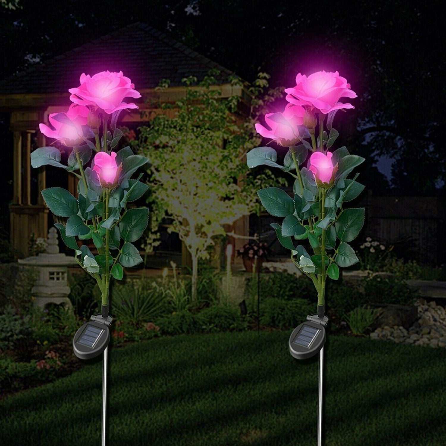 6616A Garden Solar Outdoor Rose Lights Decorative , Waterproof Flower Light for Garden Patio Landscape Pathway Yard Holiday Decoration DeoDap