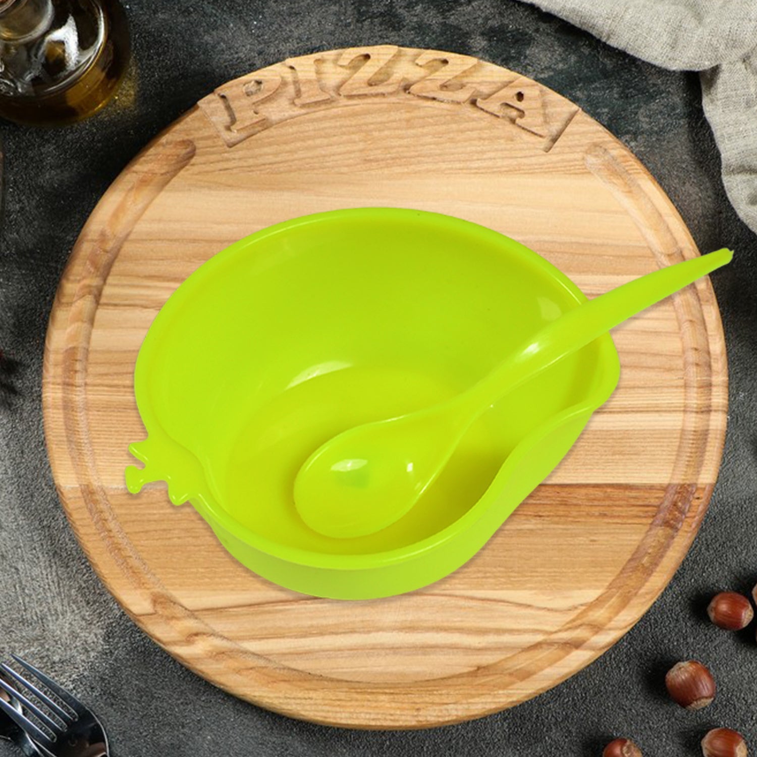 5290 Mango Shape 8 Bowl & 8 Spoon Serving Set For Home & Kitchen Use DeoDap