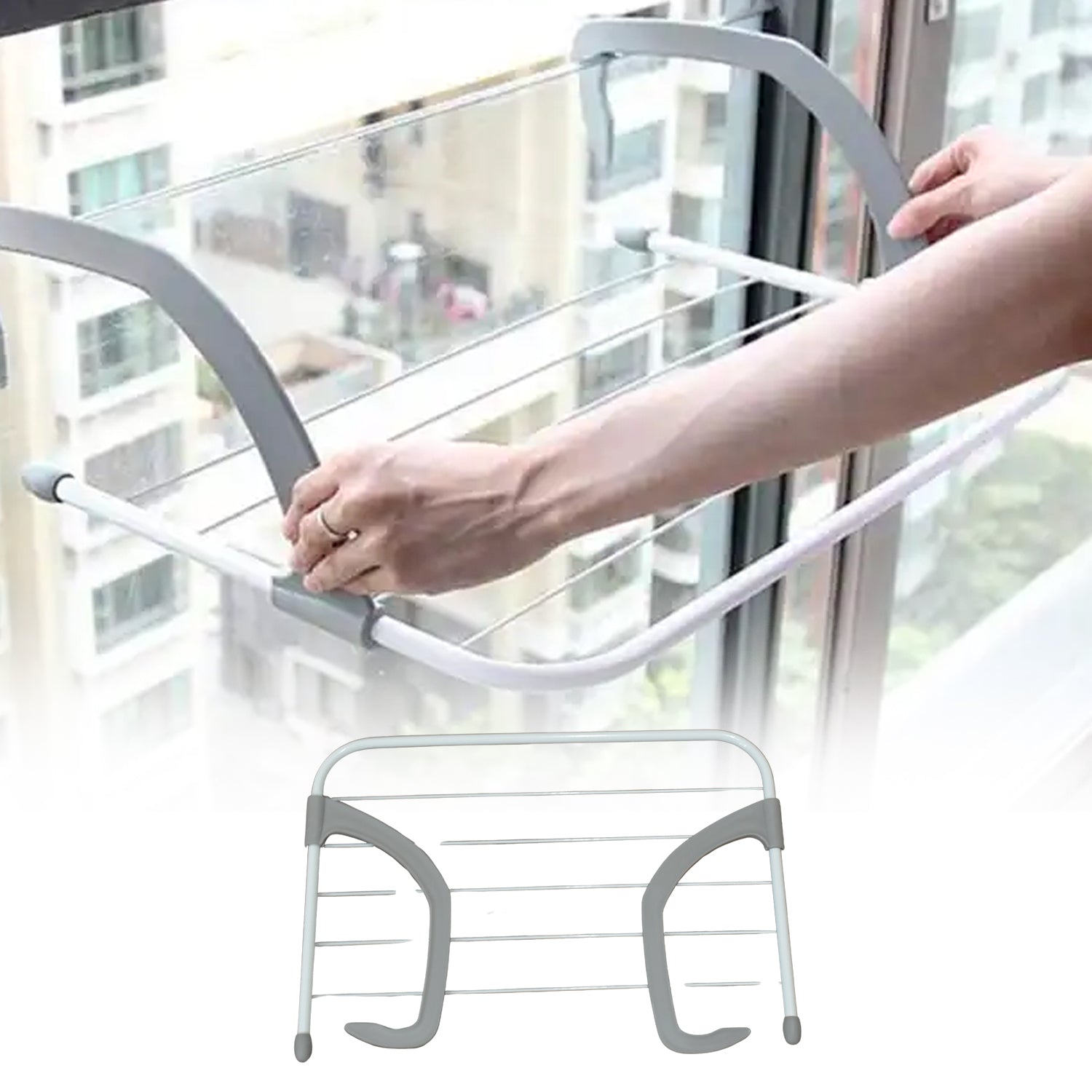 6123 Metal Steel Folding Drying Rack for Clothes Balcony Laundry