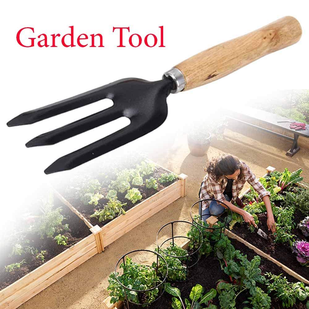 7410 3 Piece Gardening Tool Set Mini Wood Handle Cultivator, Gardening Trowel, Garden Forks - SkyShopy