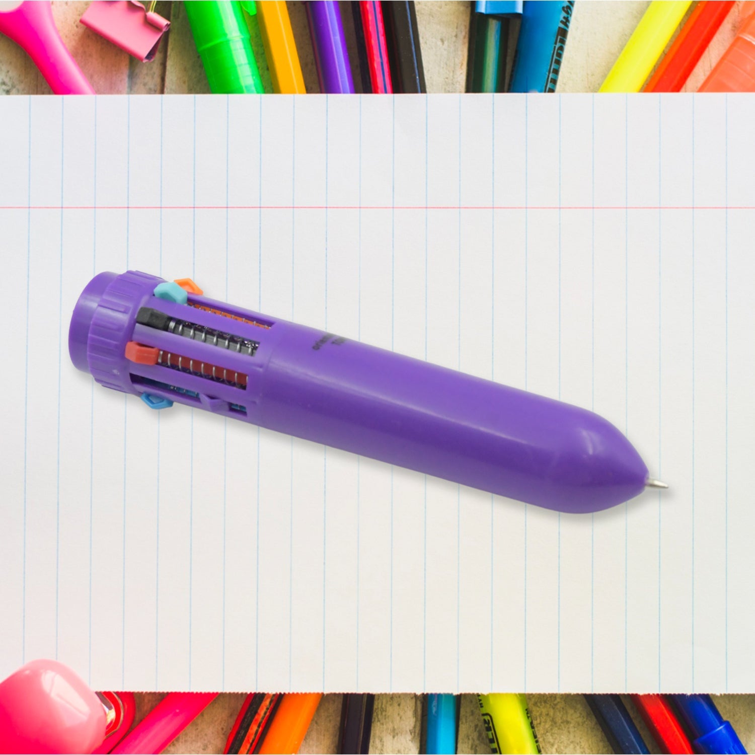 Kids 10-in-1 Color Pens Ballpoint Pen Set for Kids Cartoon Head Writing Pen for School Office Stationary Kit, Teddy Bear (1 Pc)