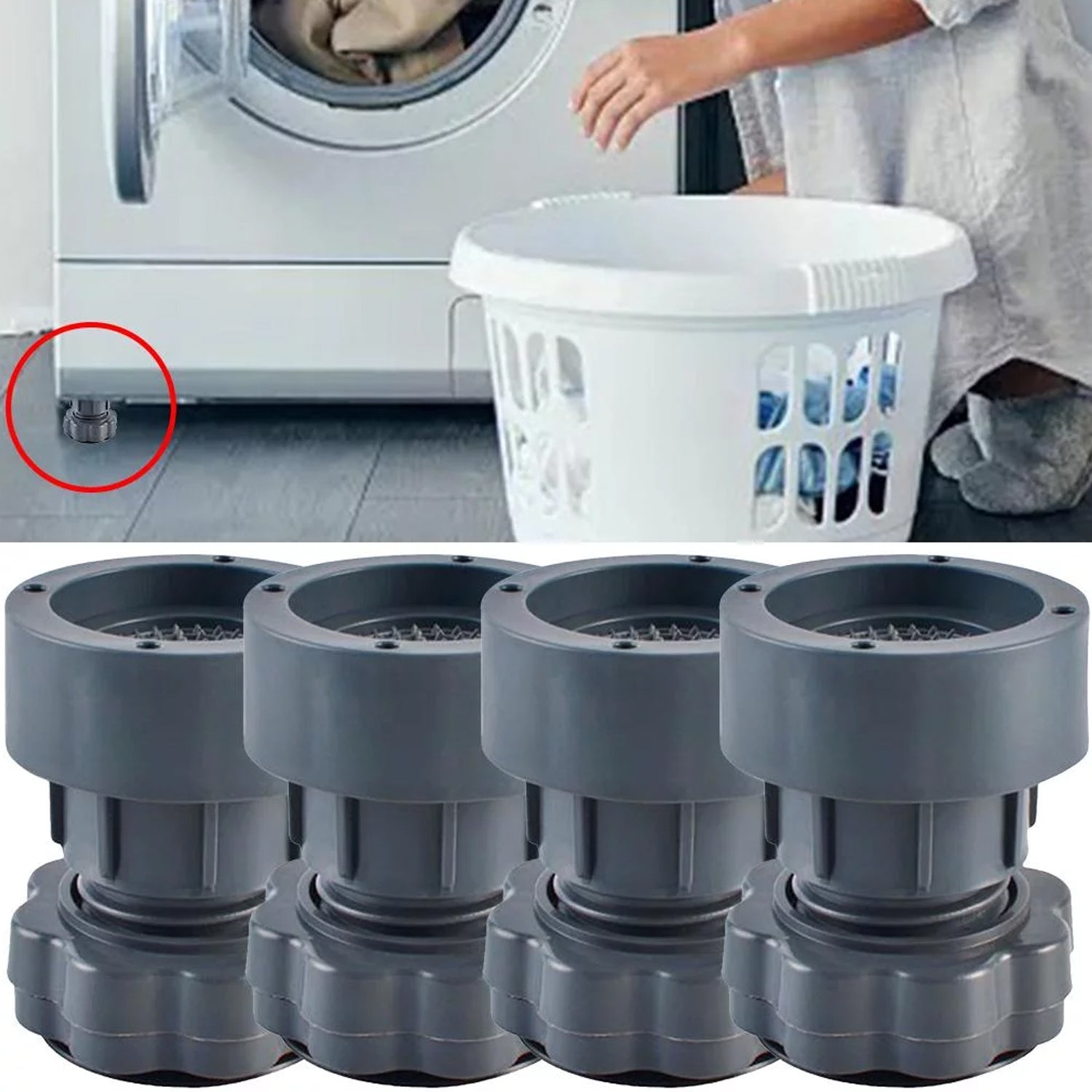 4695 Washing machine support, anti vibration washing machine support adjustable washer anti vibrasion pads, washer & dryer pedestals, Washing Machine Accessory Anti- Skid Pad PVC Lifting Pad Non-Slip ( 4 Pc Set )
