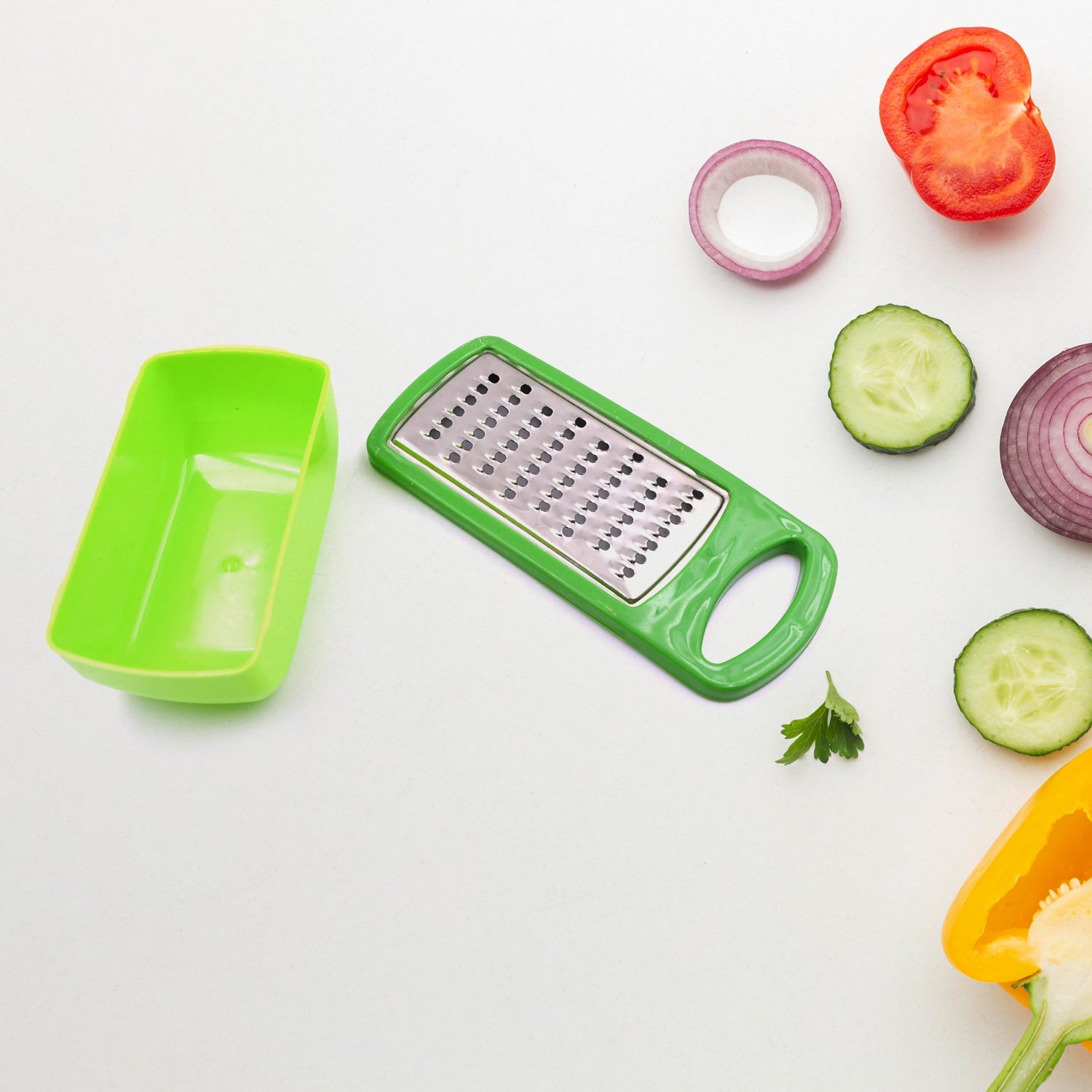 0660a Plastic and Stainless Steel Veg Cheese Mill Grater Standard Collector Box Kitchen Ware with Detachable Storage Container