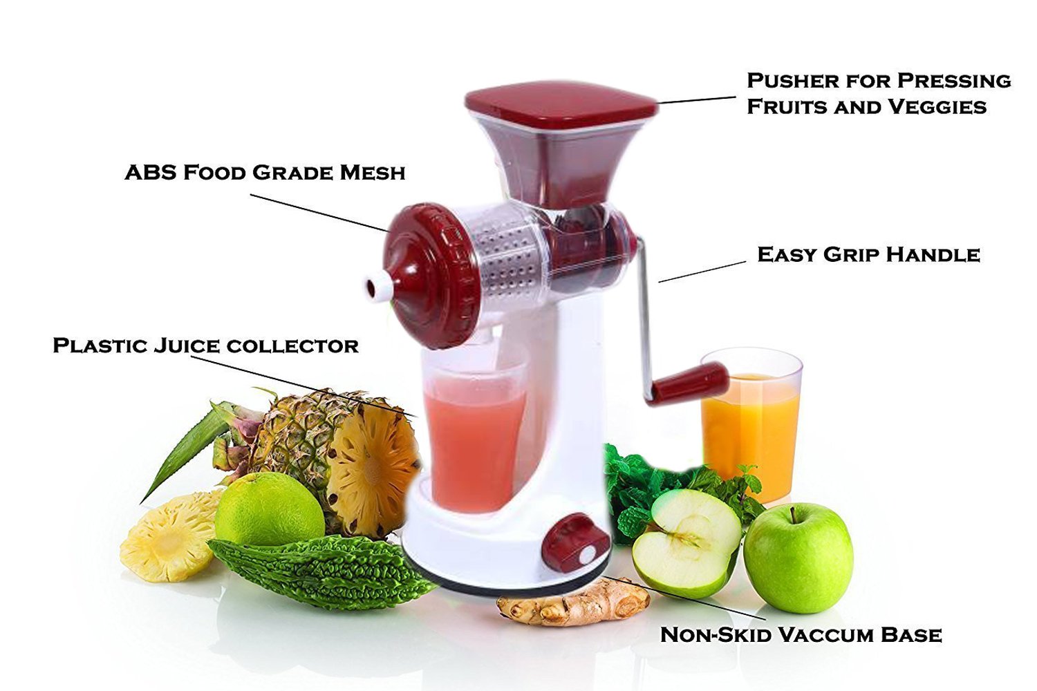 0168 Manual Fruit Vegetable Juicer with Juice Cup and Waste Collector - SkyShopy
