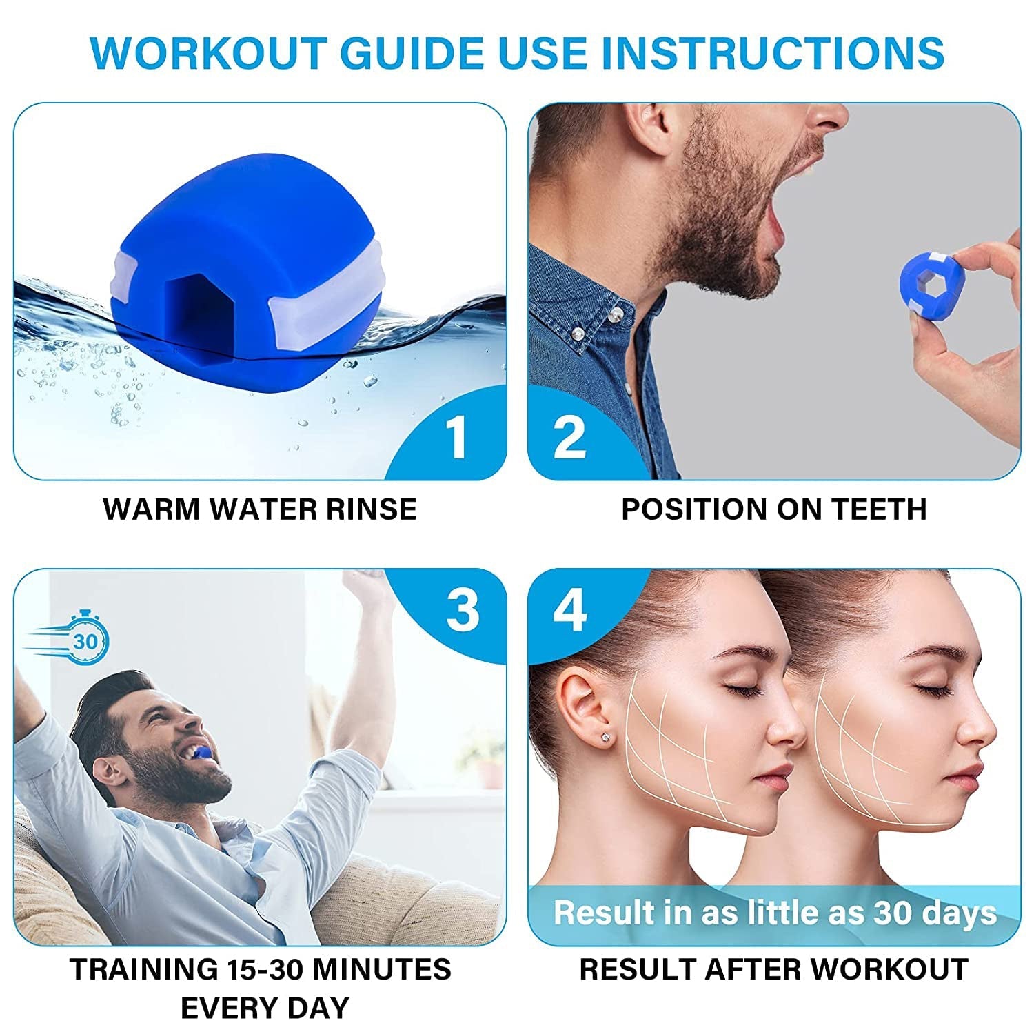 6101V Jawline Exerciser Jaw, Face, and Neck Exerciser, Slim and Tone Your Face, Jaw Exerciser For Men & Women, Neck Toning, Facial Exerciser (Blue color) jawline workout freeshipping - DeoDap