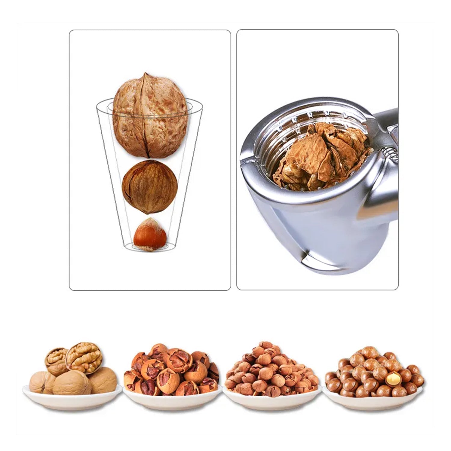 1782 Walnut Cracker, Luxury Die Cast Stainless Alloy Nut Cutter Walnut Clamp Plier Portable Smart Walnut Akhrot Pincers Bottle Opener for Pecans, Almonds, Brazil Nuts