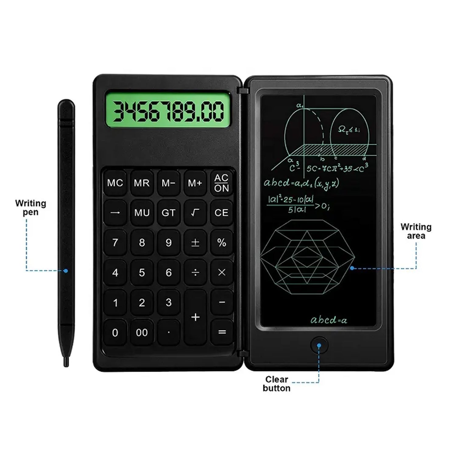 6739 Foldable Calculator With 6 Inch LCD Tablet Digital Drawing Pad Stylus Pen Erase Button Lock Function Smart Calculator   -01