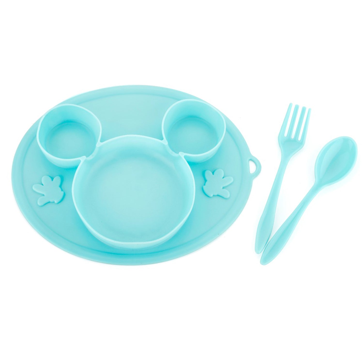 5210 Silicon Micky Plate And1 Spoon & 1 Fork For Kids DeoDap