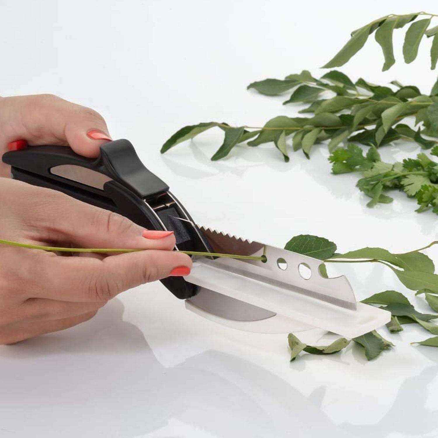 2490 Smart claver Cutter Kitchen Knife and in Built Chopping Board with Locking Hinge with Spring Action for Vegetables for kitchen DeoDap