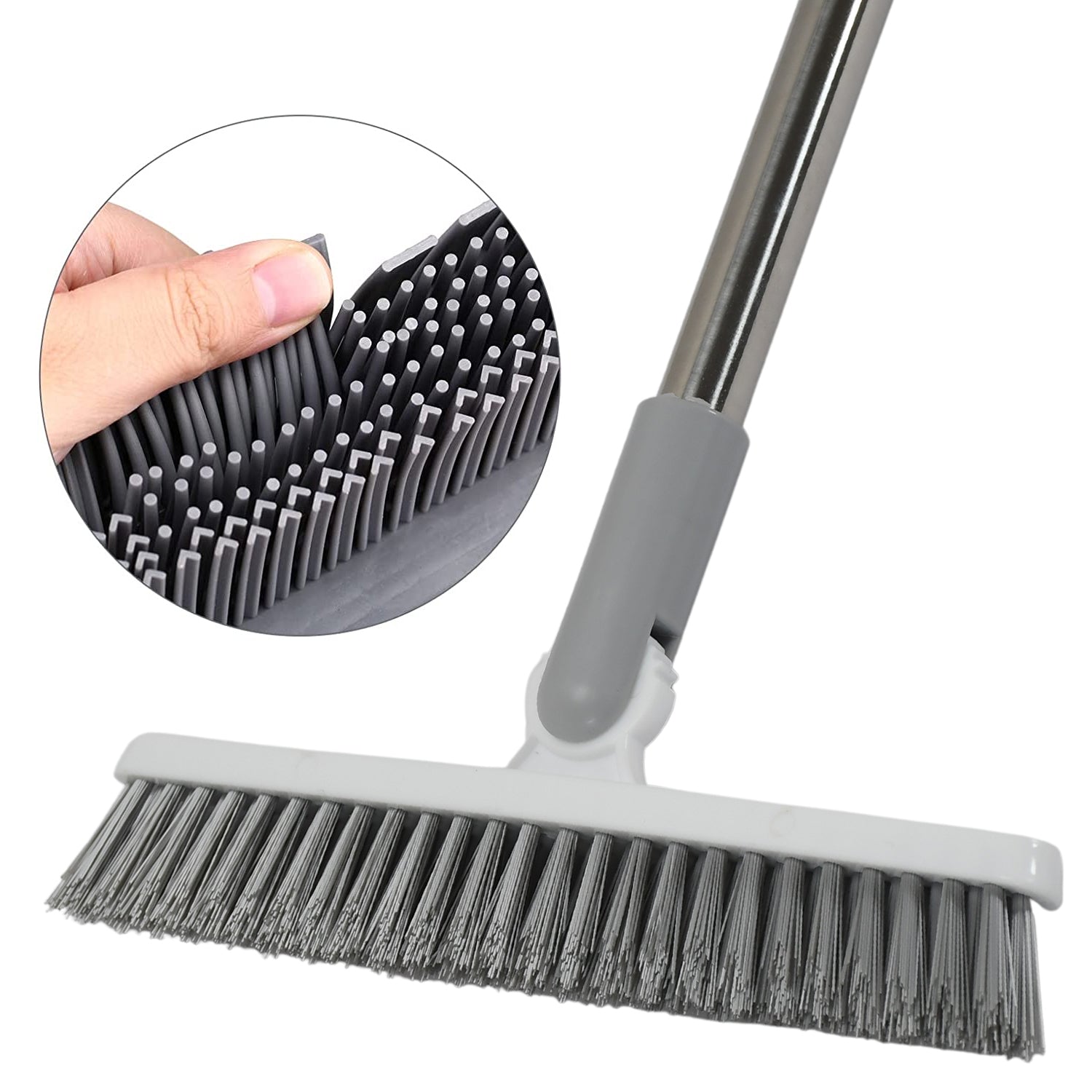 6698 Brush Crevice Floor Scrub Brush Rotatable Brush Head Bathtub Clean Tool Long Handle Grout Scrubber Indoor Kitchen Push Broom DeoDap