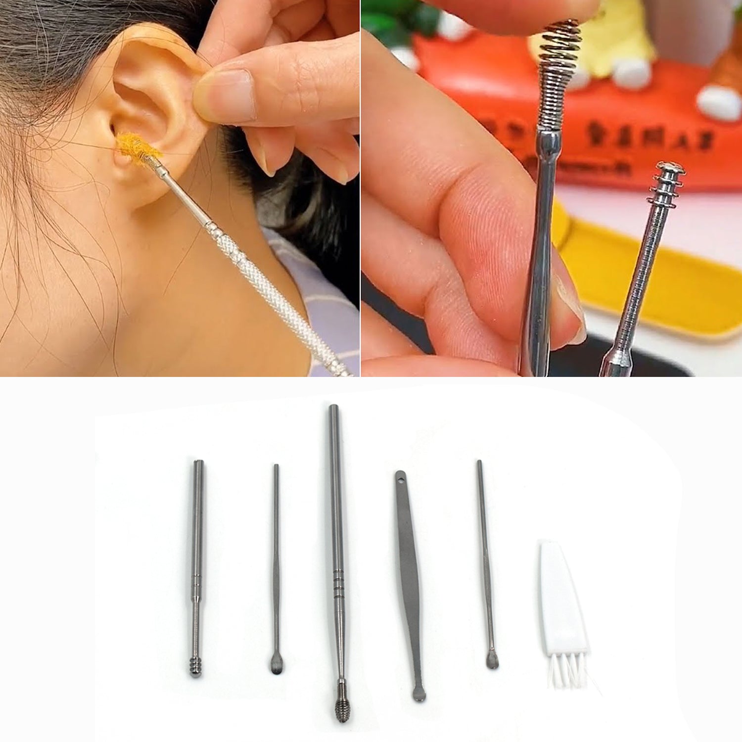 6314L 6Pcs Earwax Removal Kit | Ear Cleansing Tool Set | Ear Curette Ear Wax Remover Tool (loose pack) DeoDap