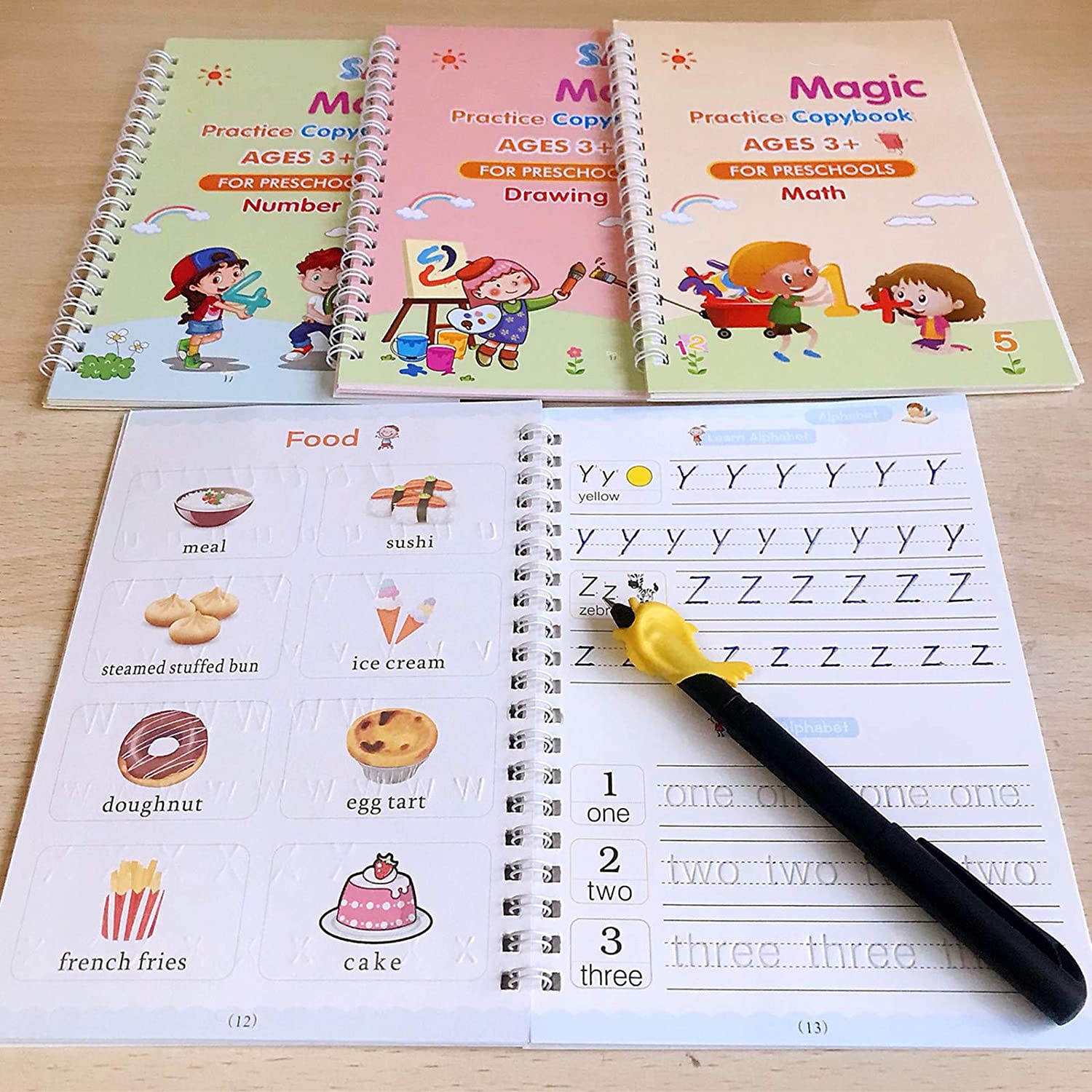 8075 4 Pc Magic Copybook widely used by kids, children’s and even adults also to write down important things over it while emergencies etc - DeoDap