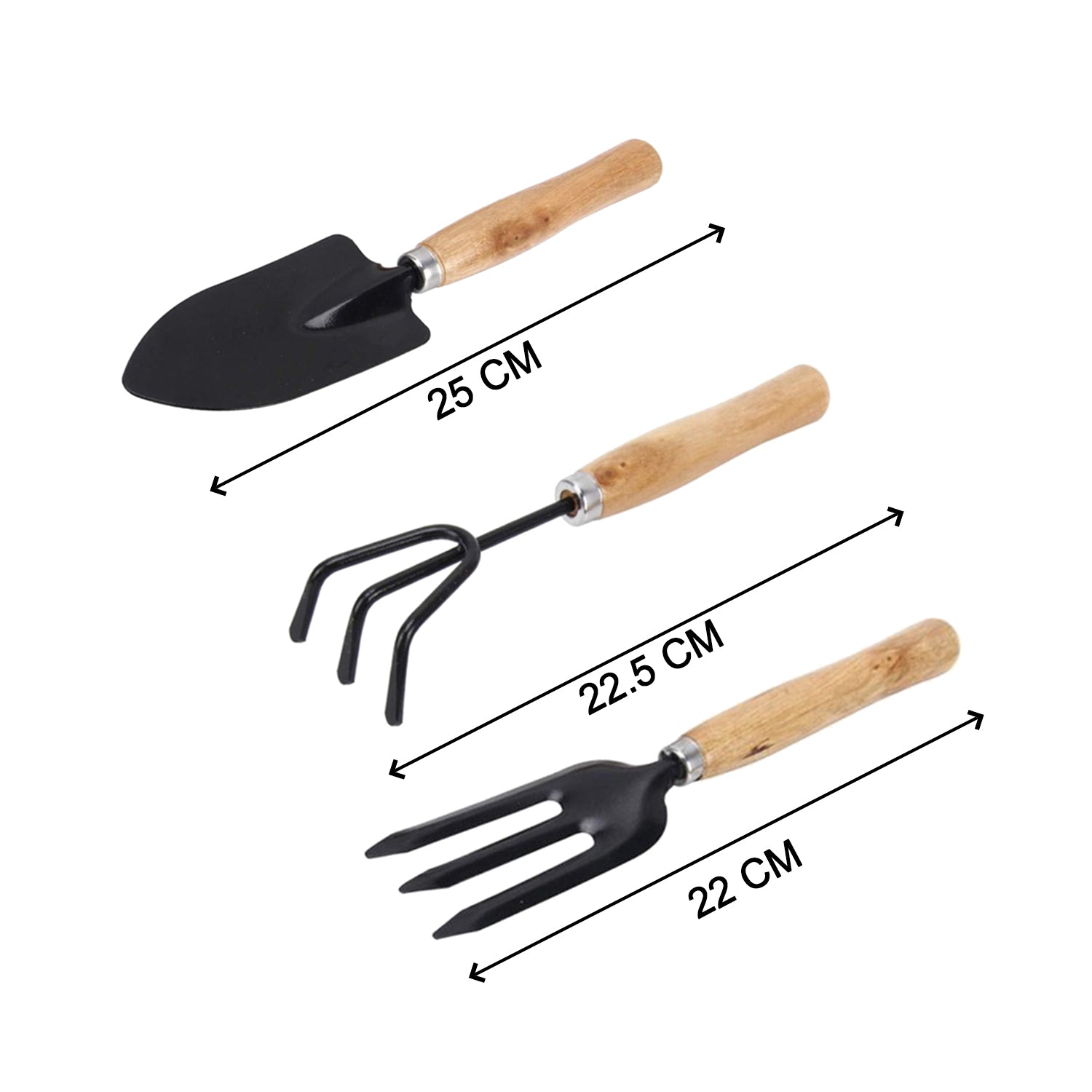 0542A 3pc Small Gardening Tools for Home Garden (Hand Cultivator, Small Trowel, Garden Fork) DeoDap