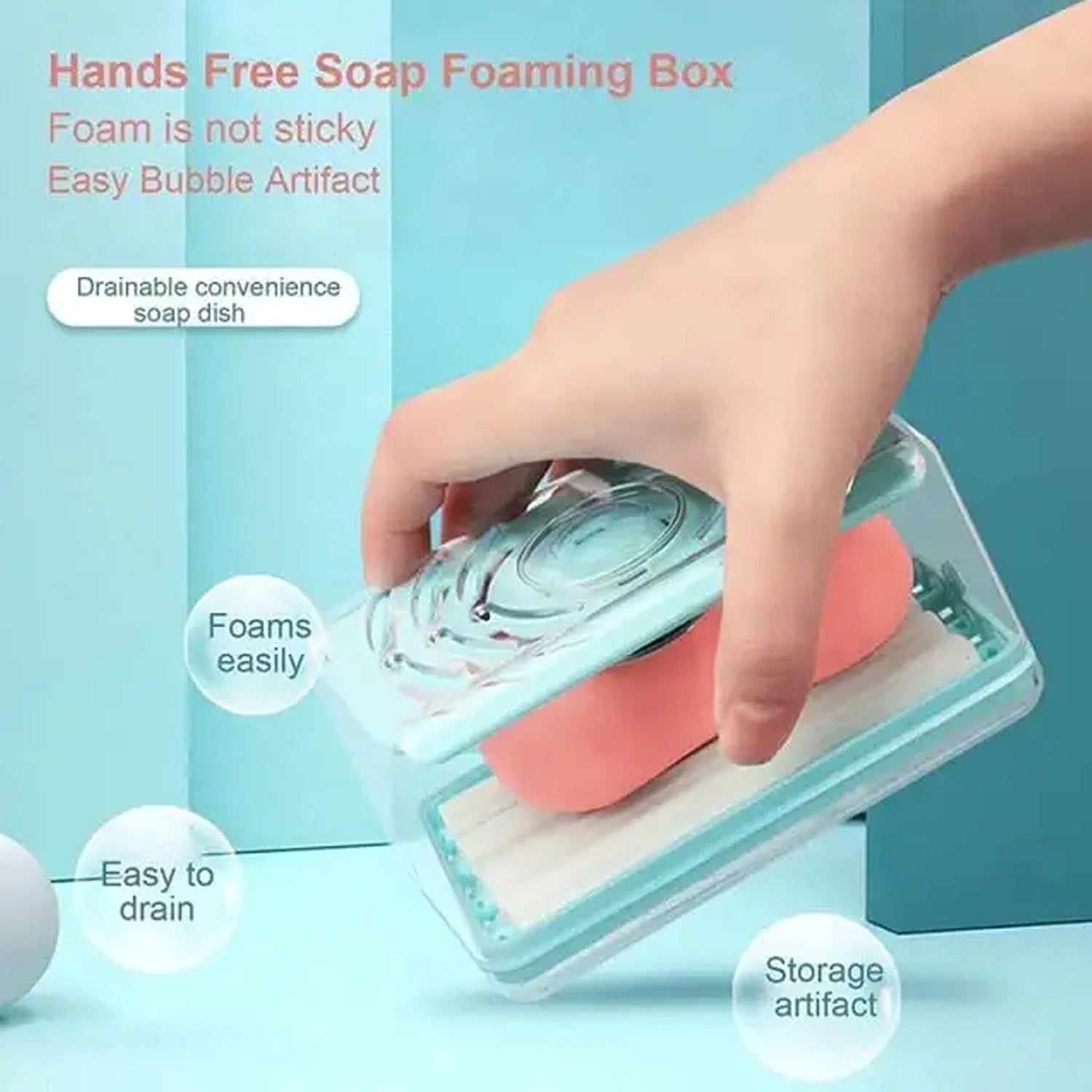 6296 2-in-1 Portable Soap Dish & Soap Dispenser with Roller and Drain Holes, Multifunctional Soap Holder Foaming Soap Bar Box for Home, Kitchen, Bathroom DeoDap