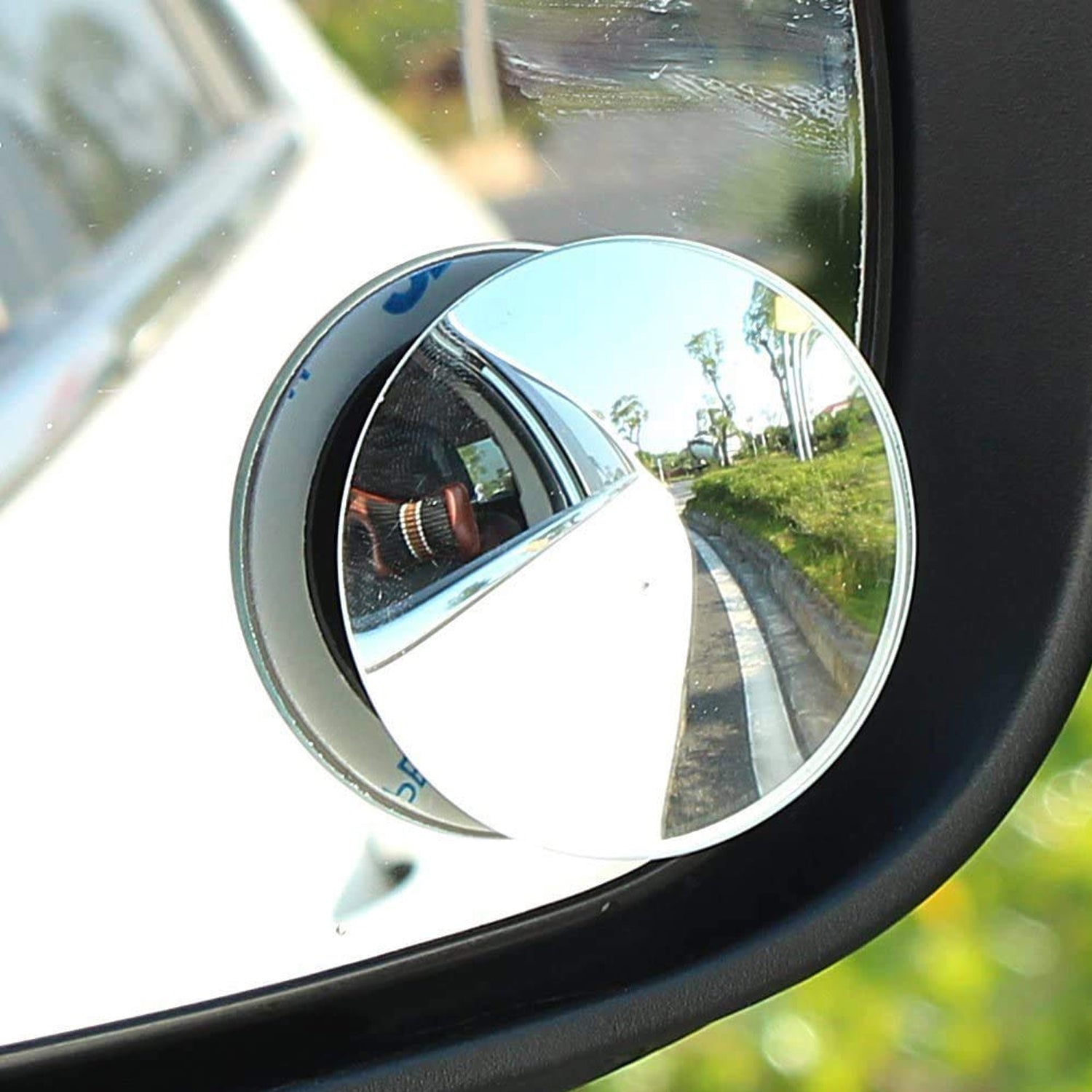 1512B Blind Spot Round Wide Angle Adjustable Convex Rear View Mirror - Pack of 2 DeoDap