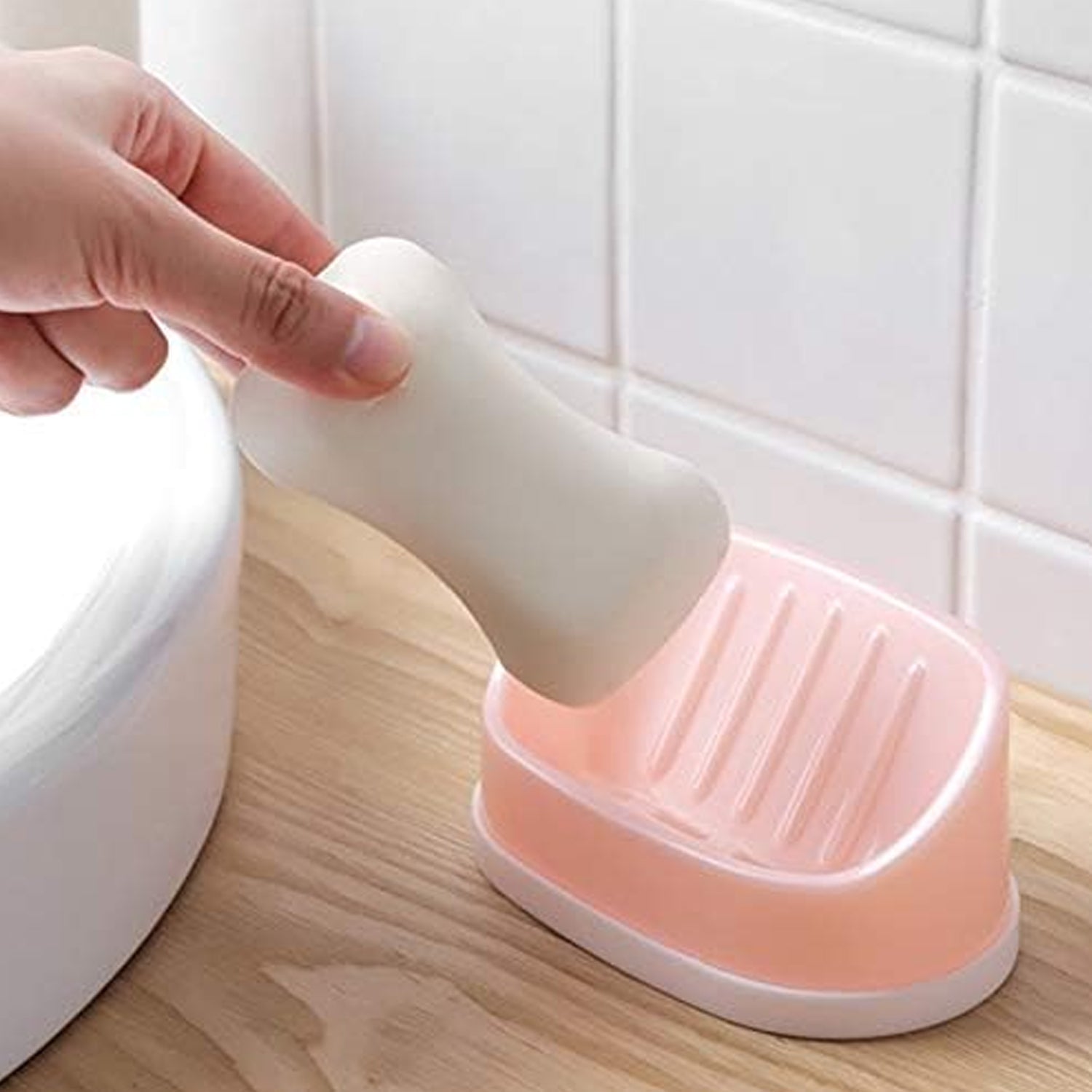 17509 Soap Container, Soap Box Household Kitchen and Bathroom Can Use PP Material Drain Box Double Soap Dish, for Bathroom Shower Home Outdoor Camping (1 Pc)