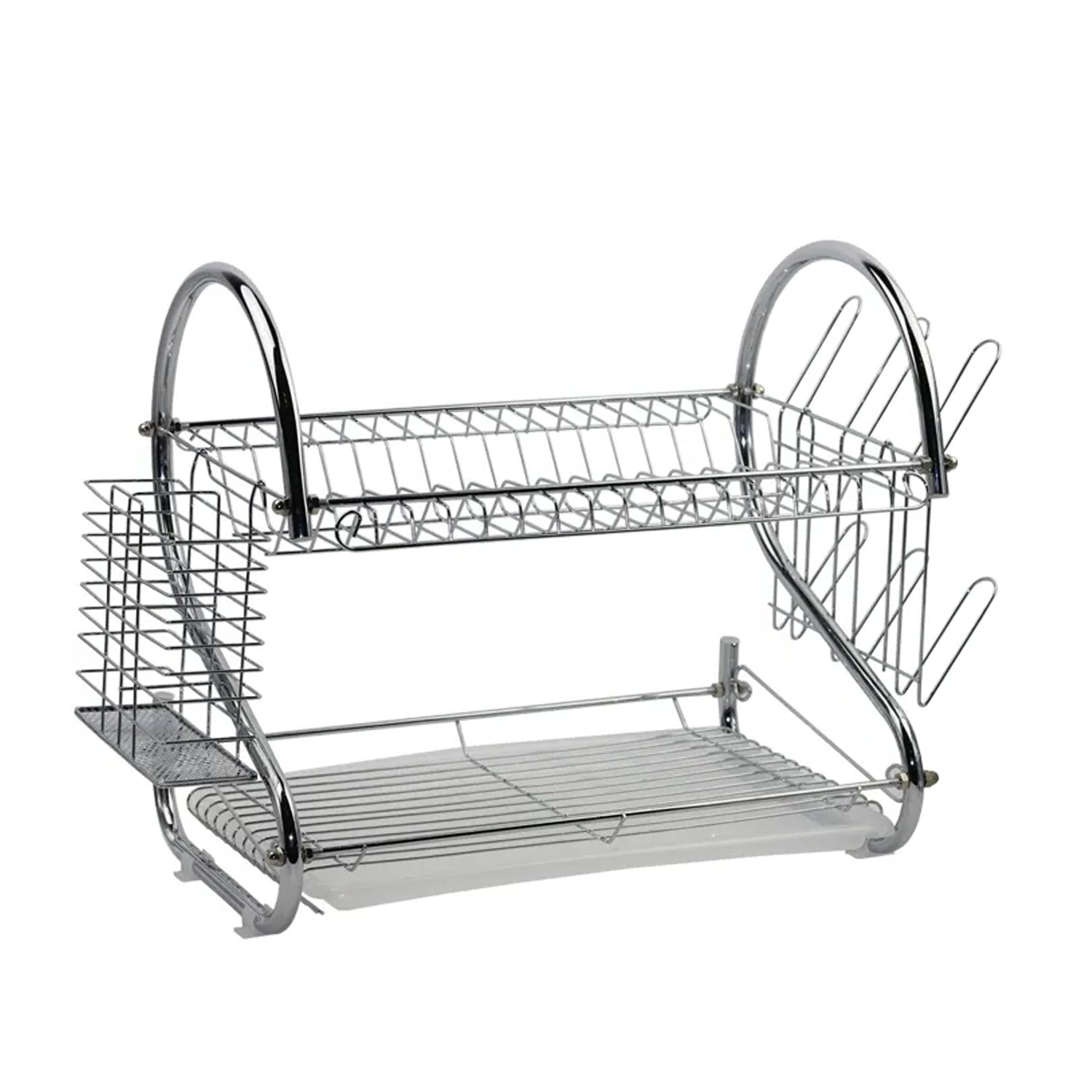 7668 Stainless Steel Drain Bowl Storage Rack Holder Plate Dish Cutlery Cup Rack with Tray Kitchen Shelf Stand DeoDap