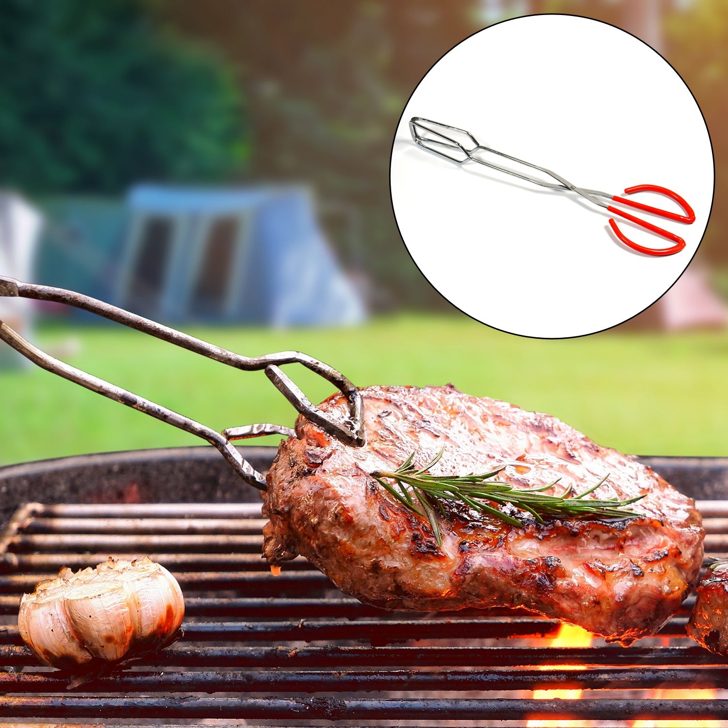 2984 Kitchen Baking BBQ Heat Resistant Cooking Food Clip with Silicone Tips Tong 1pc. DeoDap