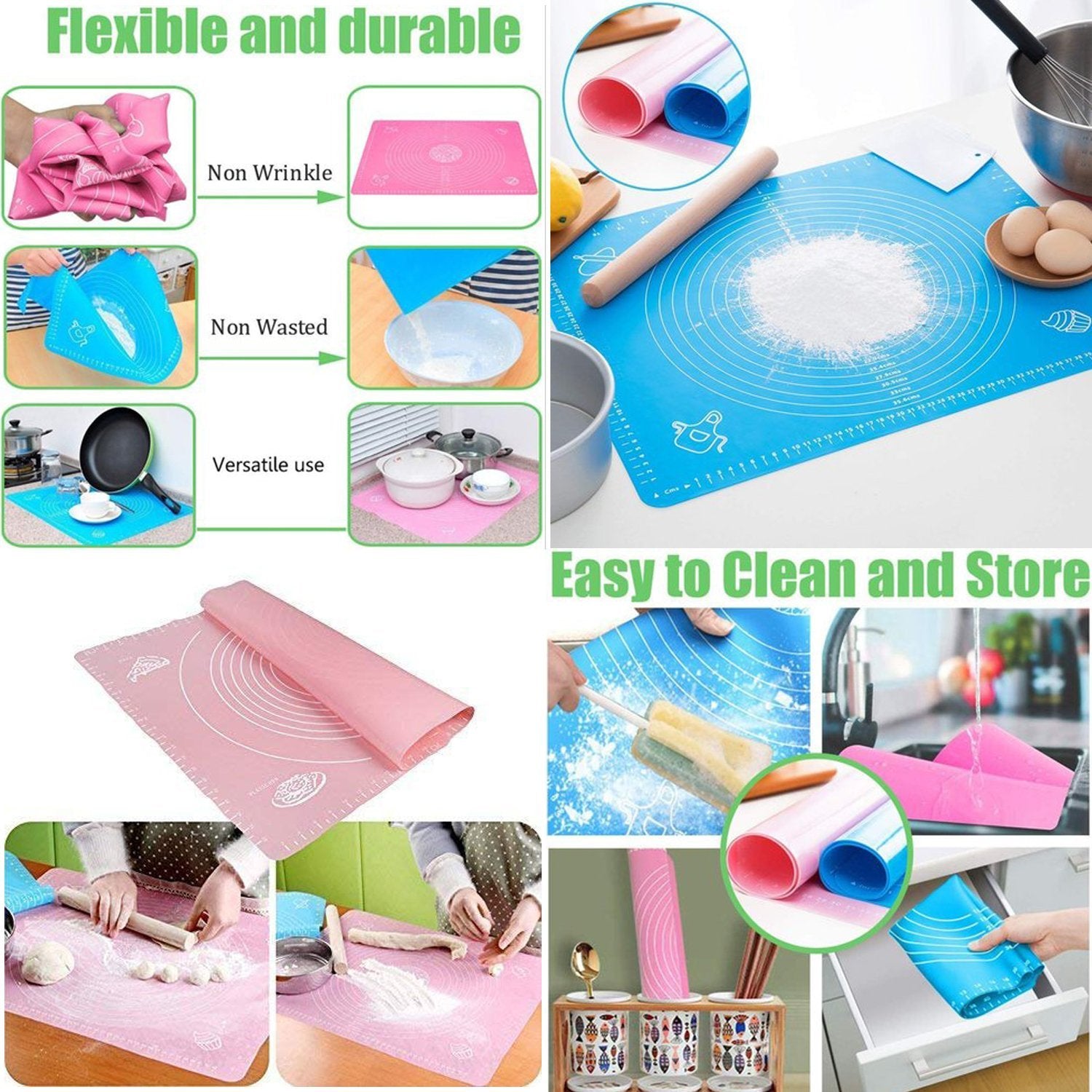 2585A Silicone Pastry Mat with Measurements, Pastry Rolling Mat ( 29X26CM )