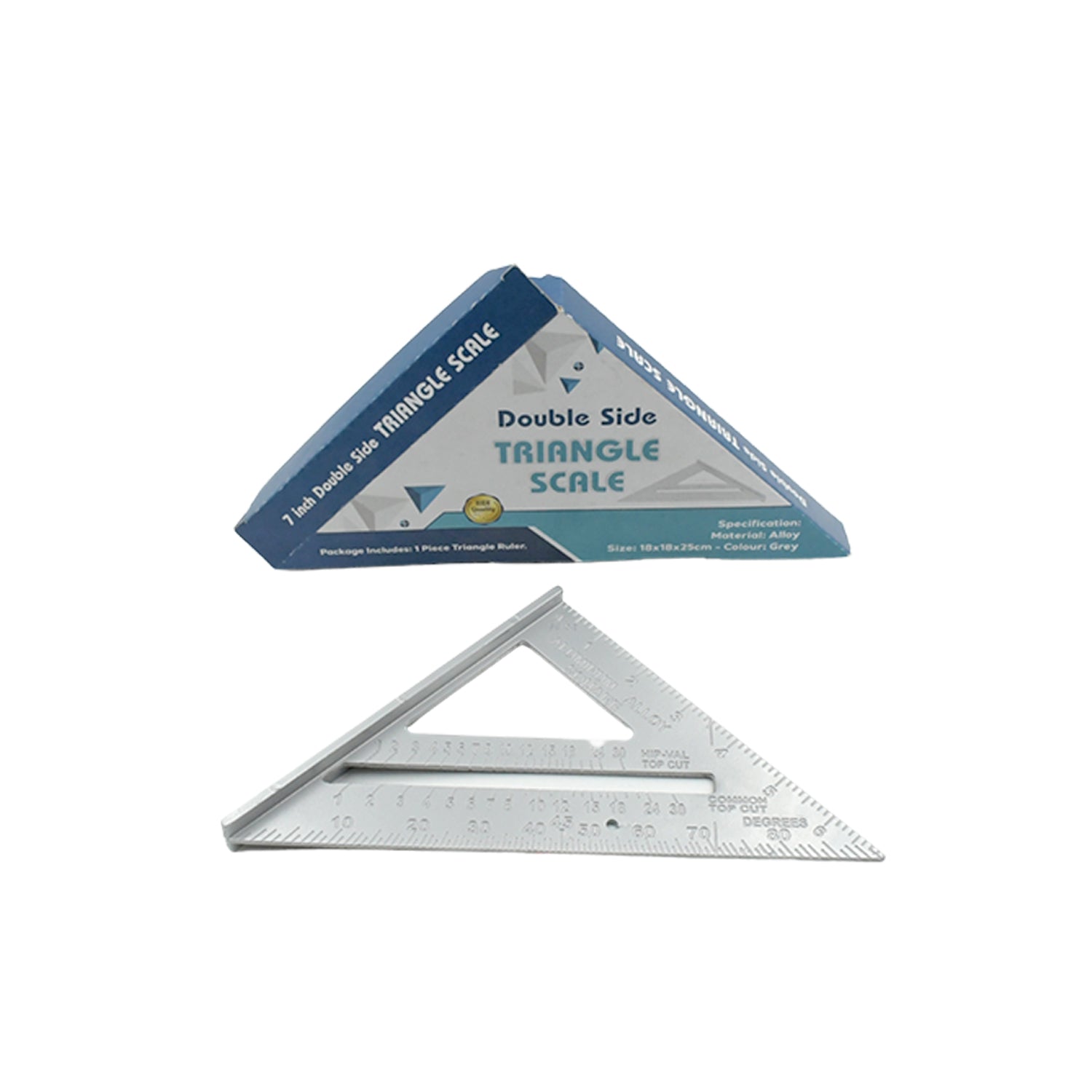 1559 Double Side Scale Triangle Measurement Hand Tool, 45 Degree Triangle Ruler, Home for Industry, Aluminum Alloy Rafter Square 7-Inch Length