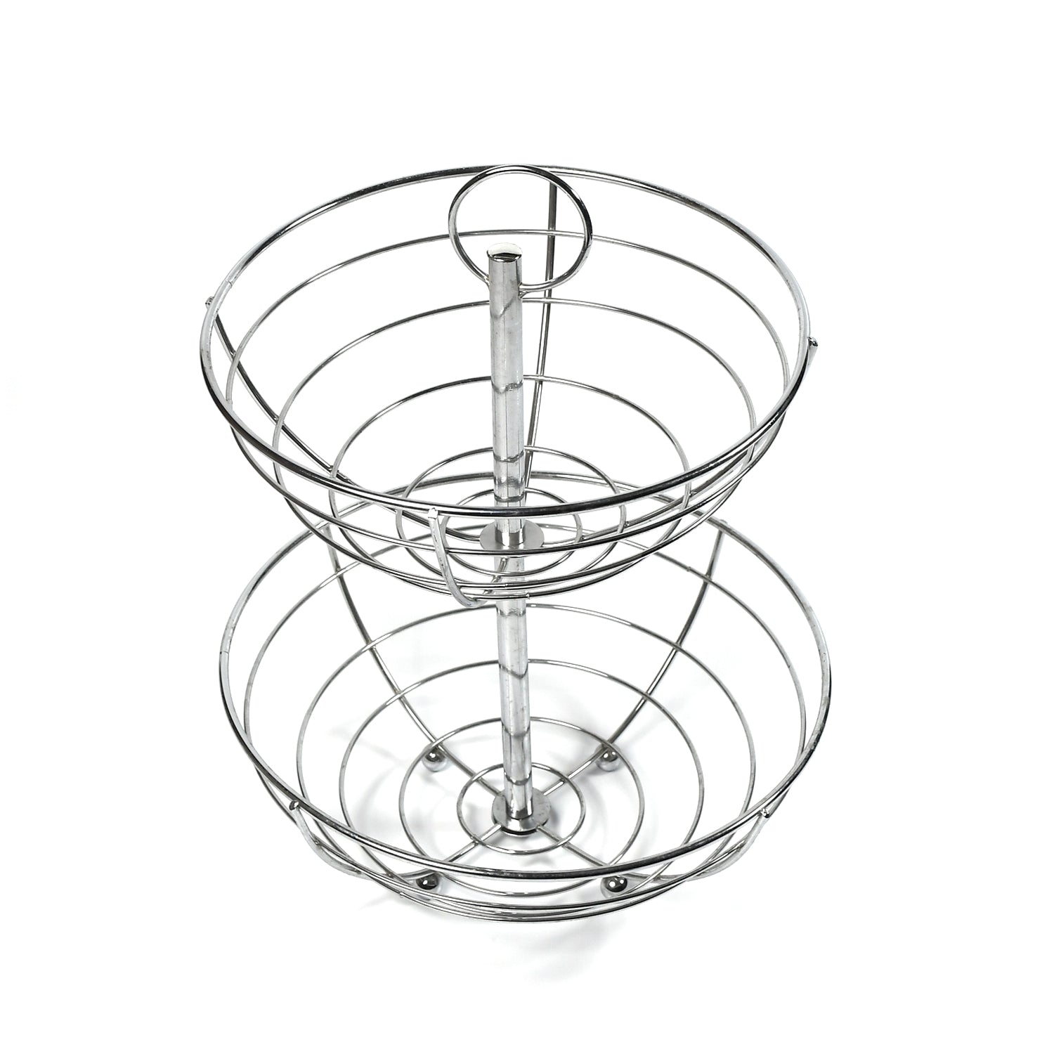 5224  2 Tier Steel Fruit Basket Bowl Fruit Bread Organizer Storage Holder Stand with Modern Design for Gift Home Party DeoDap