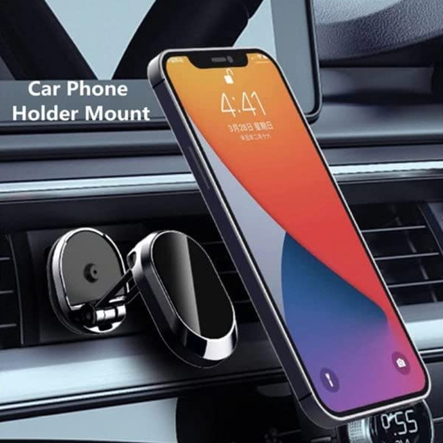6102 360 Degree Rotating Magnetic Car Phone Holder | Metal Folding Car Phone Holder | New Alloy Folding Magnetic Car Phone Holder (Pack of 1) DeoDap