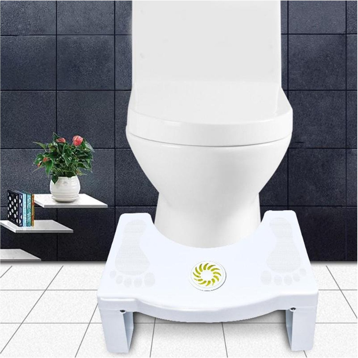 6005 Plastic Non-Slip Folding Toilet Squat Stool - White Color
