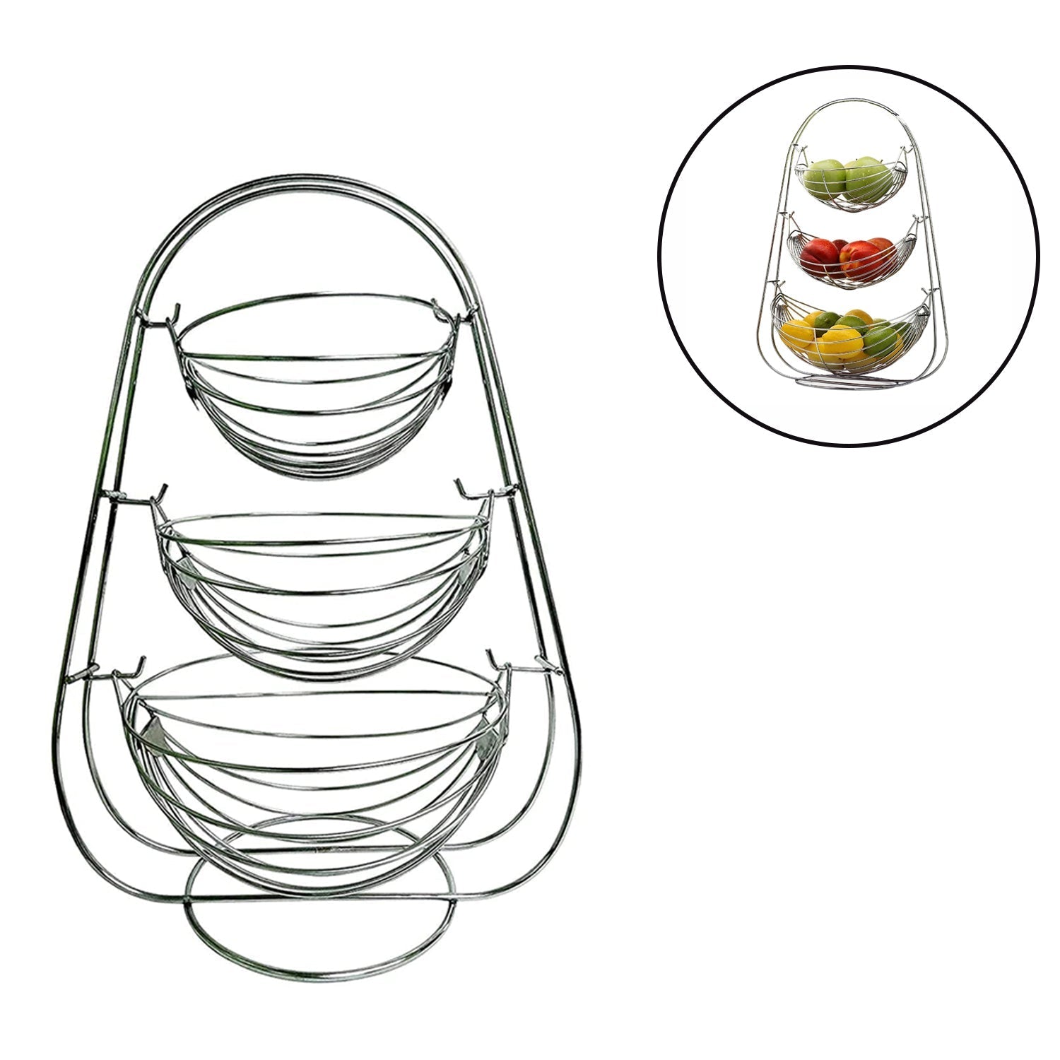 2740 3 Layer SS Fruit Trolley widely used for holding fruits as a decorative and using purposes in all kinds of official and household places etc. freeshipping - DeoDap