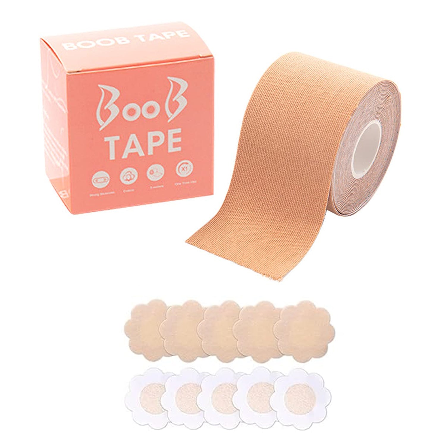 6596 Boob Tape with 10 Pairs Nipple Cover Cotton Wide Thin Breast Tape -  Women's & Girl's