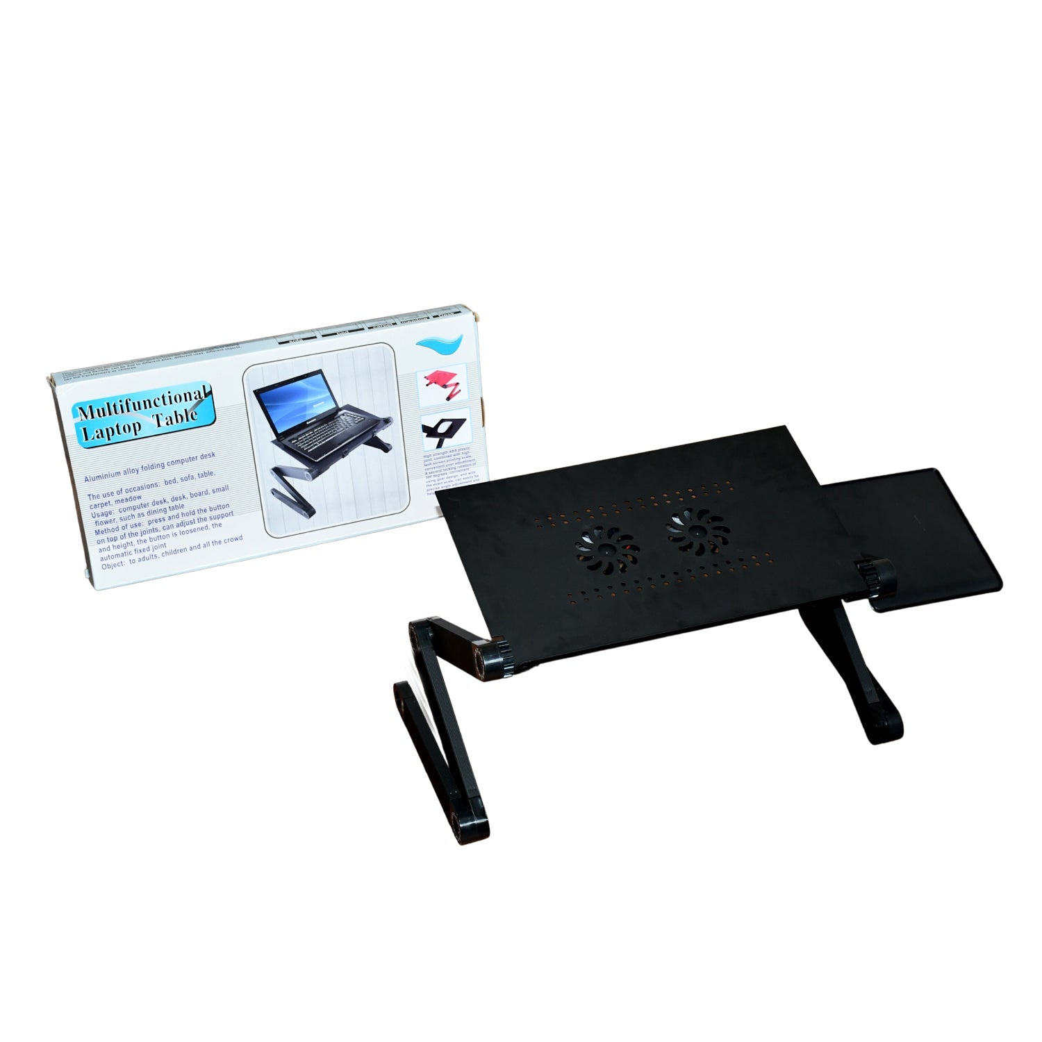 6925 Modern Style Portable Adjustable Foldable Laptop Holder Notebook Desks Lap PC Folding Desk Table Vented Stand  2 Built in Cooling Fans