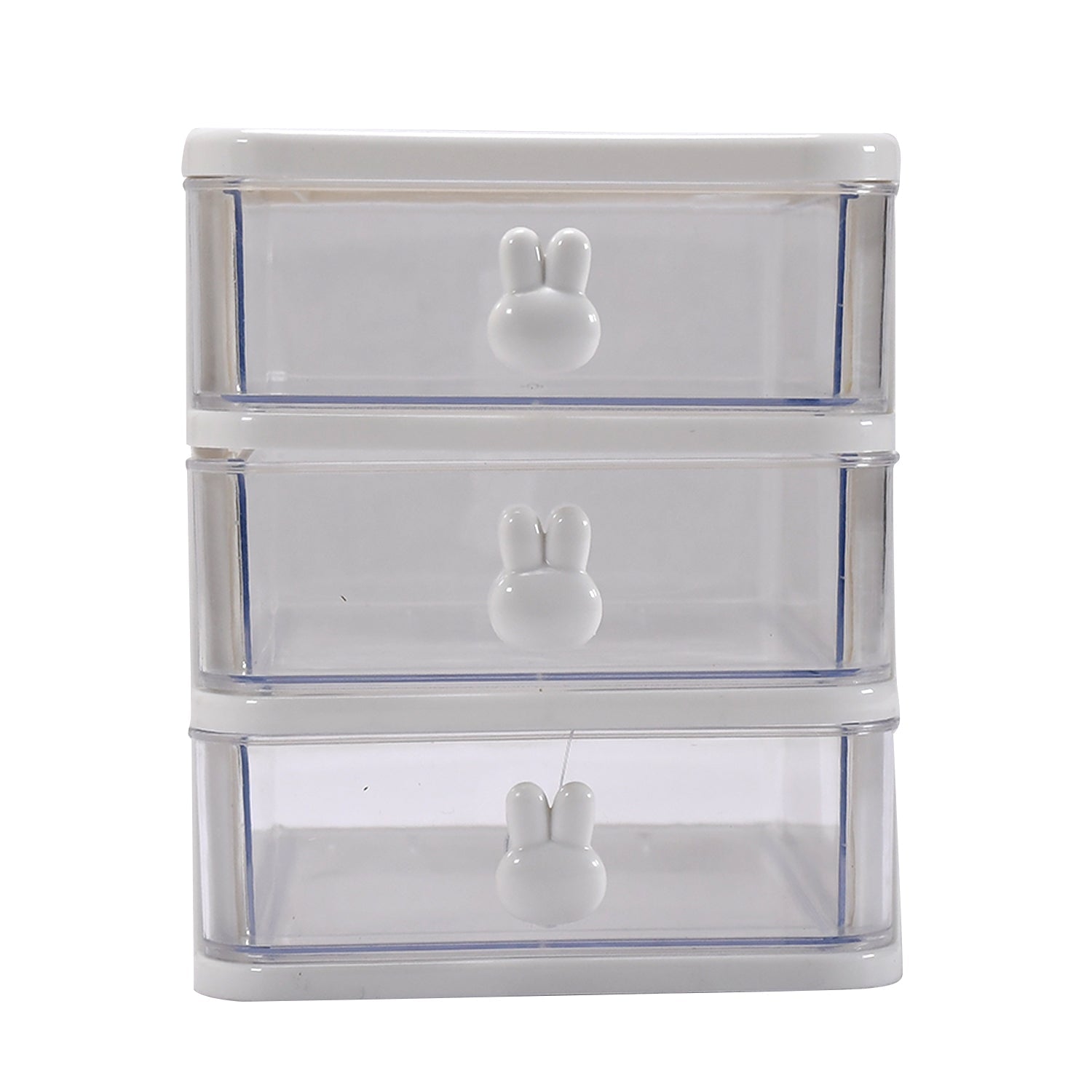 1143 Cartoon Desktop Storage Box Transparent Small Drawer Desk Plastic Mini Storage Box Rabbit Stationery Storage Box DeoDap
