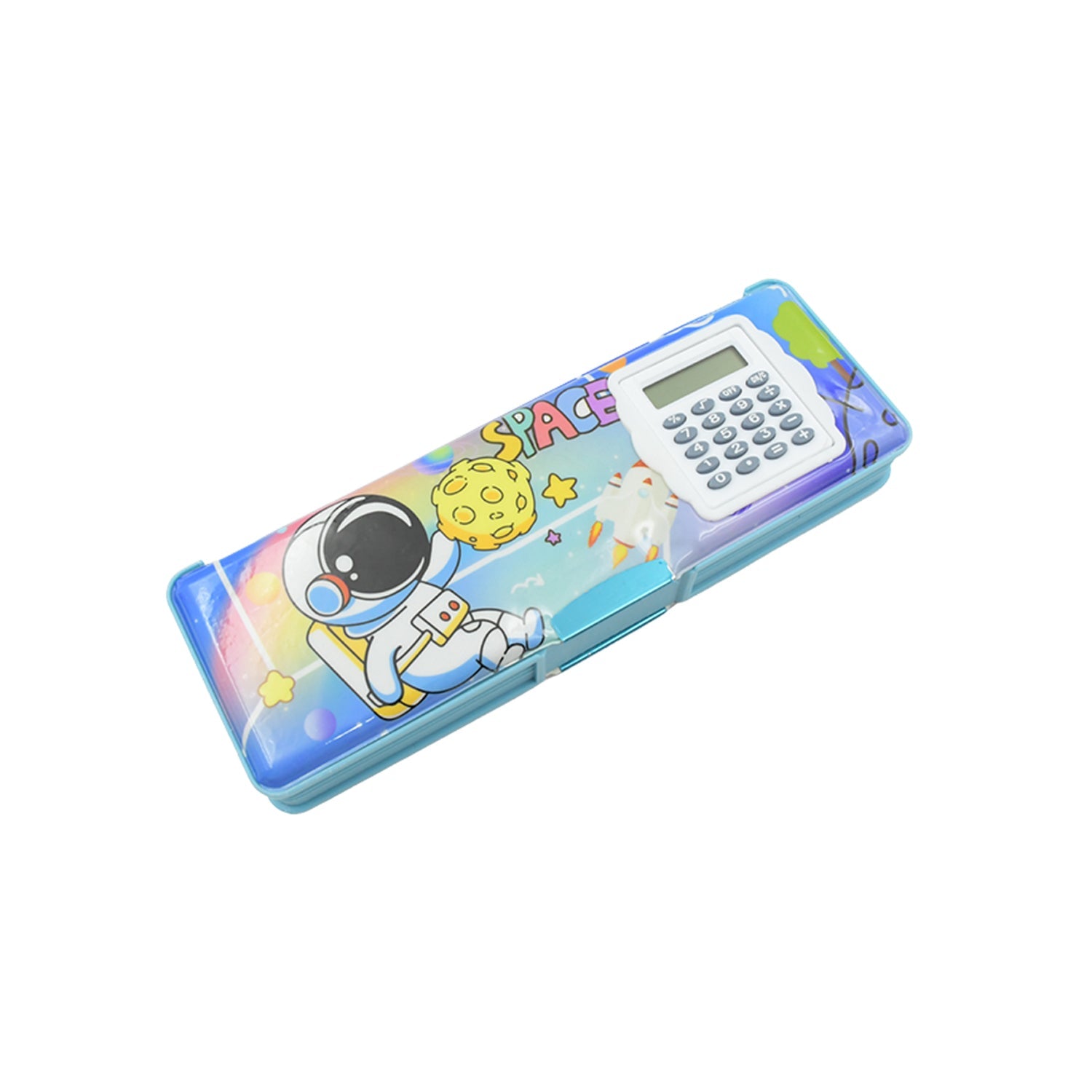 4257 Double Sided Magnetic Geometry Box, Pencil Box with Calculator for Boys Art Plastic Pencil Box  for Girls and Boys