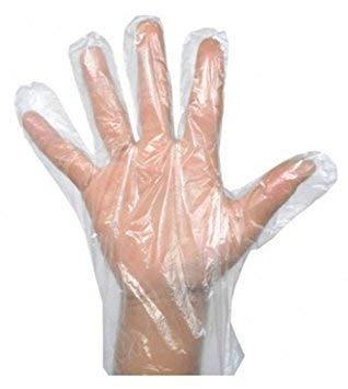 0670 Plastic Transparent Disposable Clear Gloves (White) (100Pc) - SkyShopy