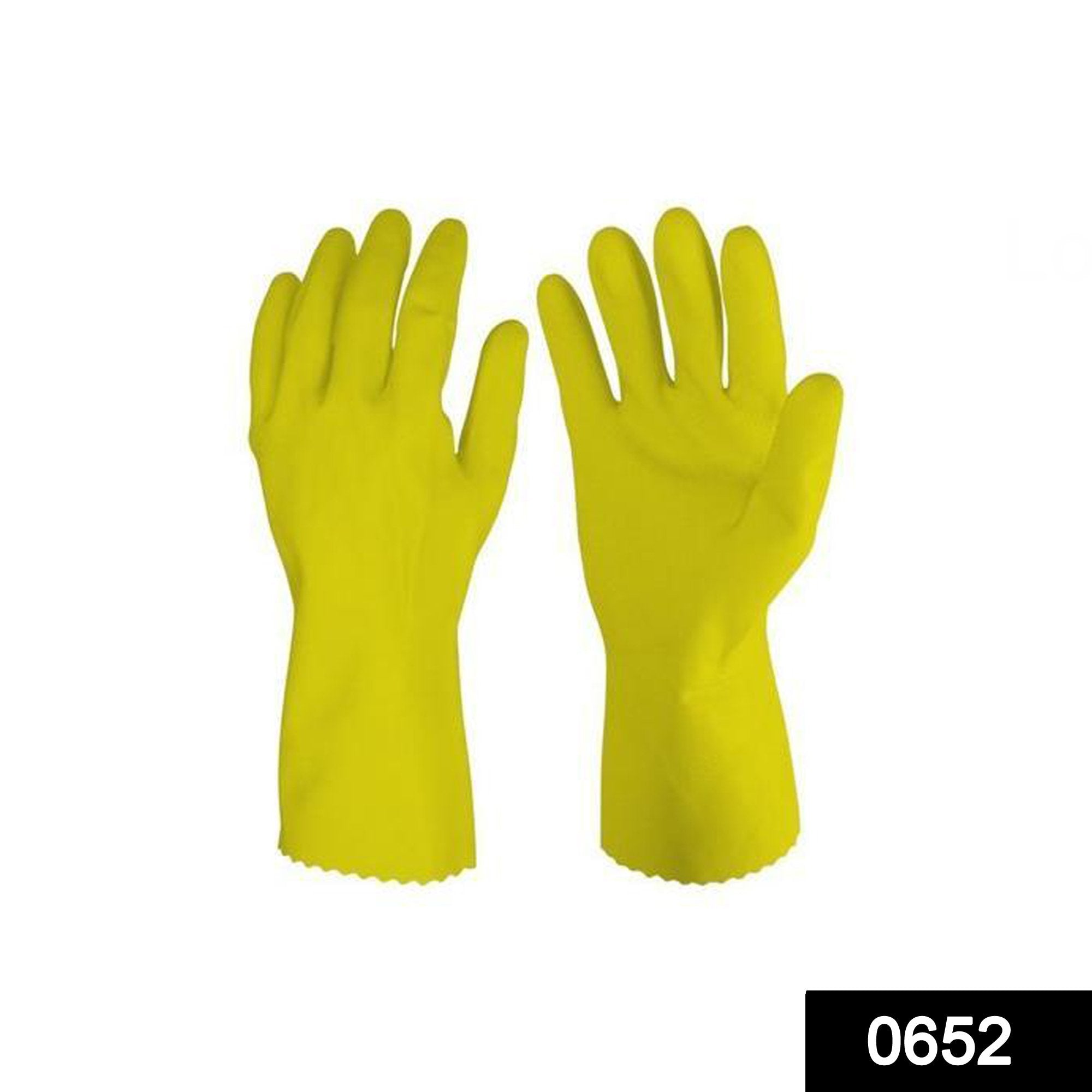 0652 - Cut Glove Reusable Rubber Hand Gloves (Yellow) - 1 pc - SkyShopy