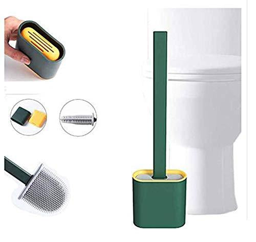 1410 Silicone Toilet Brush with Holder Stand  for Bathroom Cleaning - SkyShopy