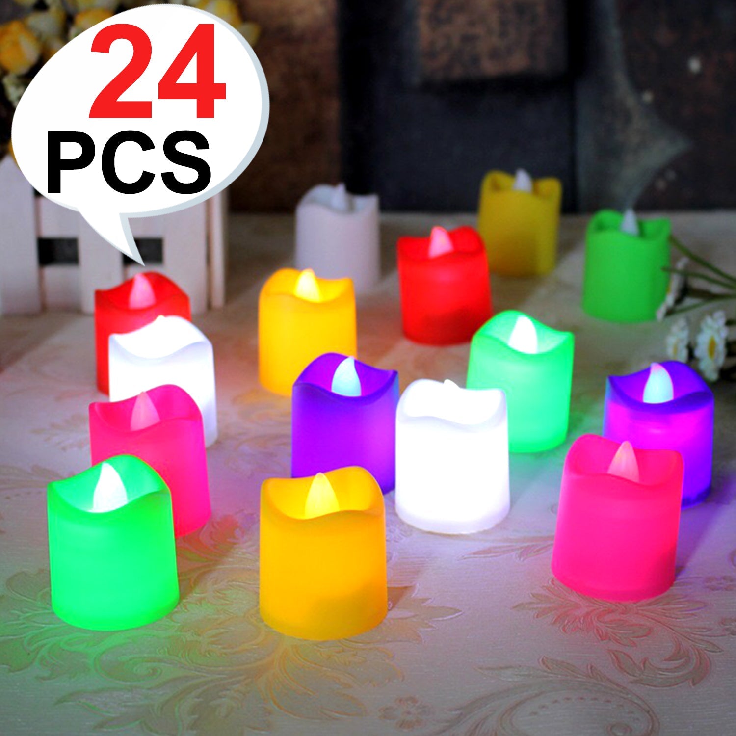 6425 24Pcs Festival Decorative - LED Tealight Candles | Battery Operated Candle Ideal for Party, Wedding, Birthday, Gifts (Multi Color) DeoDap