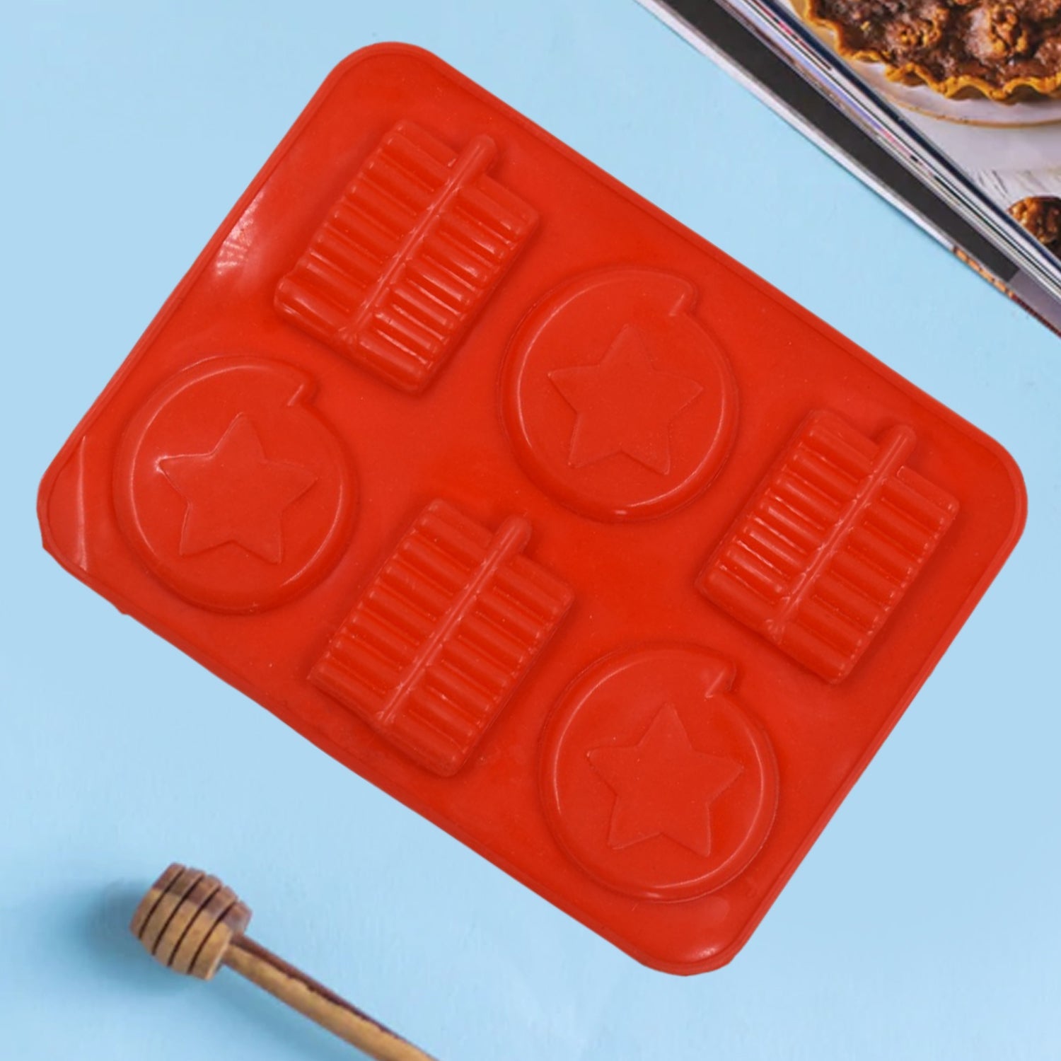 4882 6cavity Chocolate Mould Tray | Cake Baking Mold | Flexible Silicon Ice Cupcake Making Tools DeoDap
