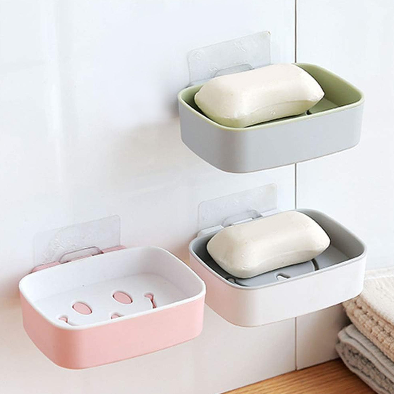 Soap Dish with Drain Soap Holder, Soap Saver Easy Cleaning, Soap Tray for Shower Bathroom Kitchen (1 Pc)