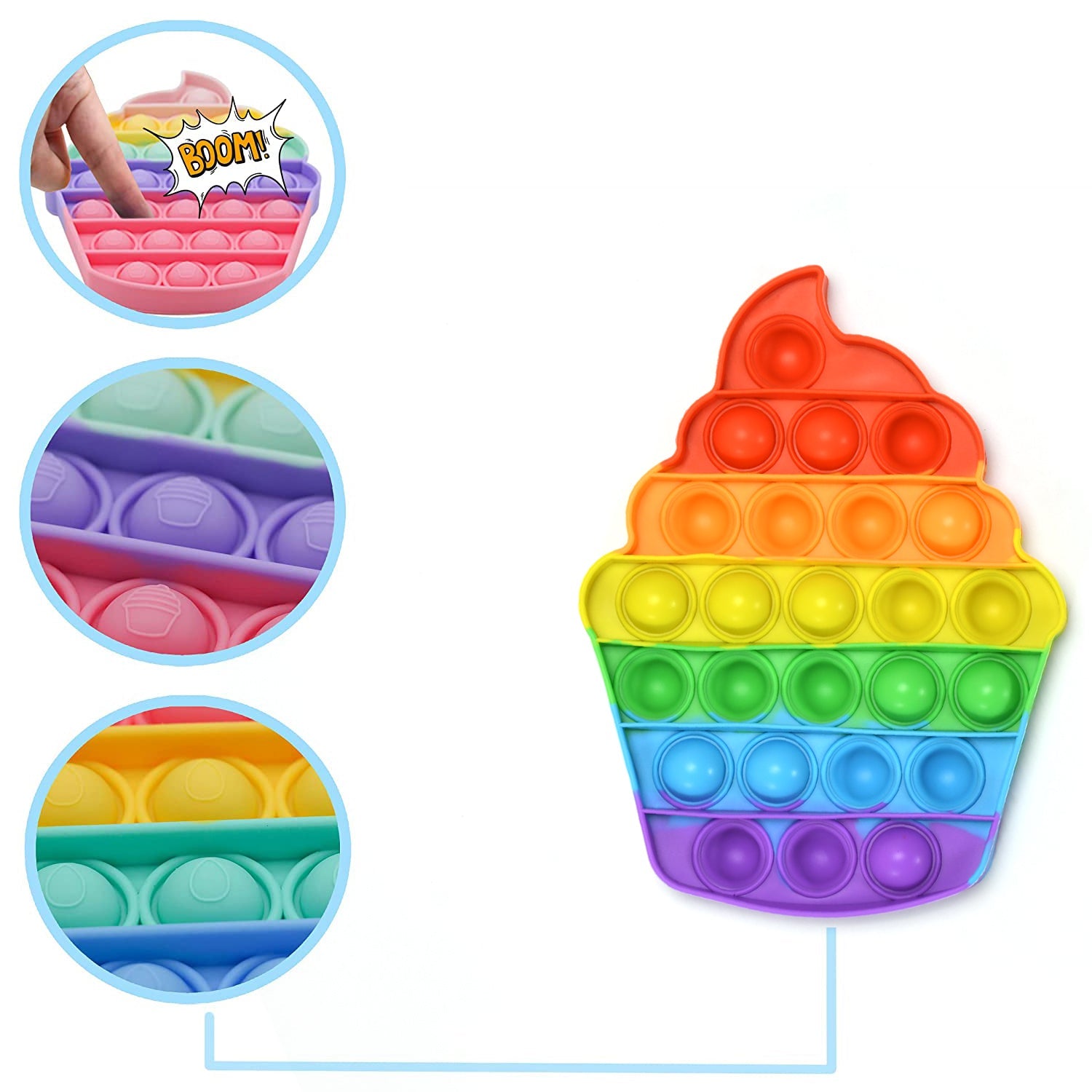 4476 Ice Cream Softy- Fidget Popping Sounds Toy, BPA Free Silicone, Push Bubbles Toy for Autism Stress Reliever, Sensory Toy Pop It Toy DeoDap